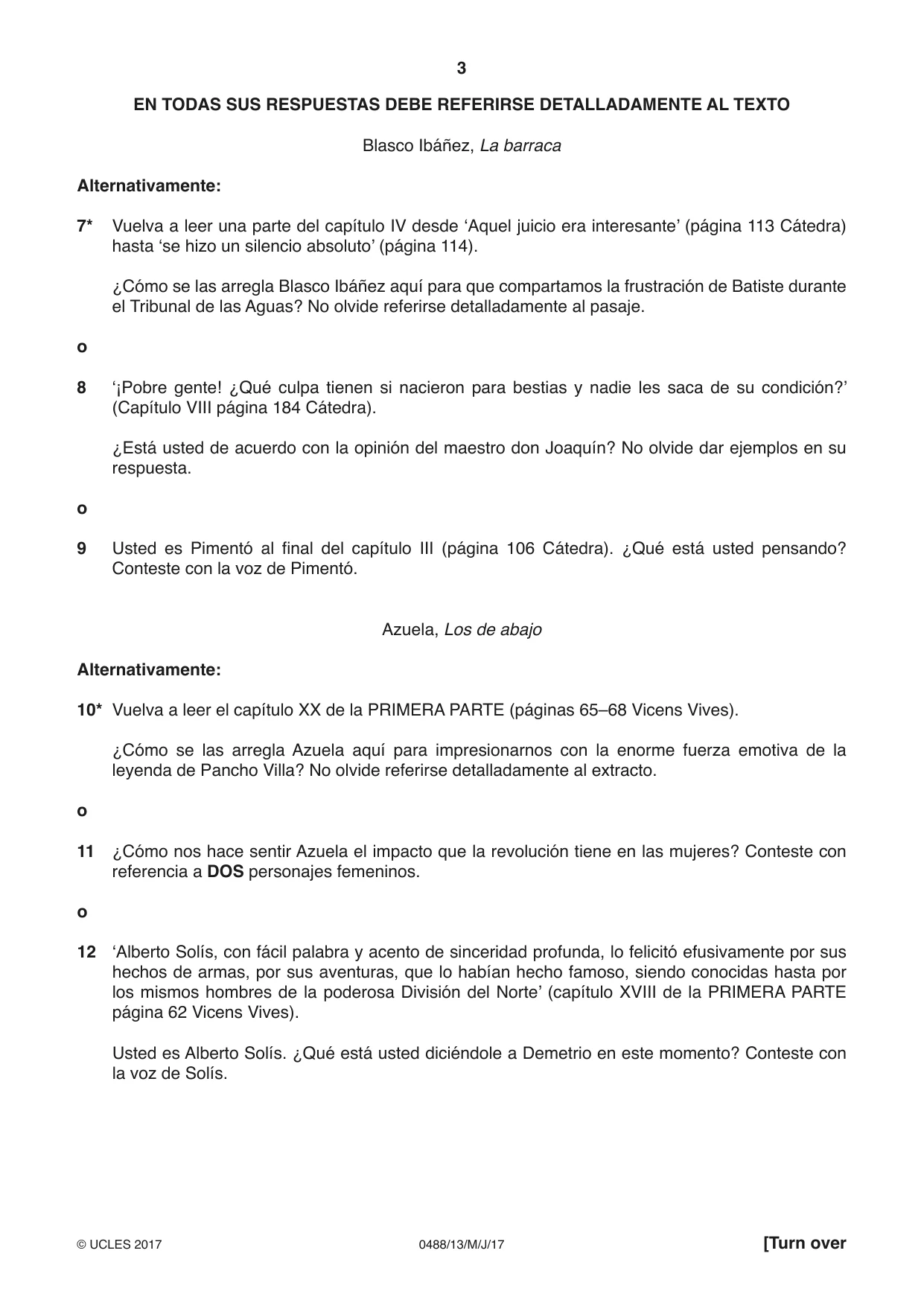 Cambridge IGCSE Spanish - Literature 0488 2017 May/June Paper 1 · Variant 3 question paper, page 3 of 8