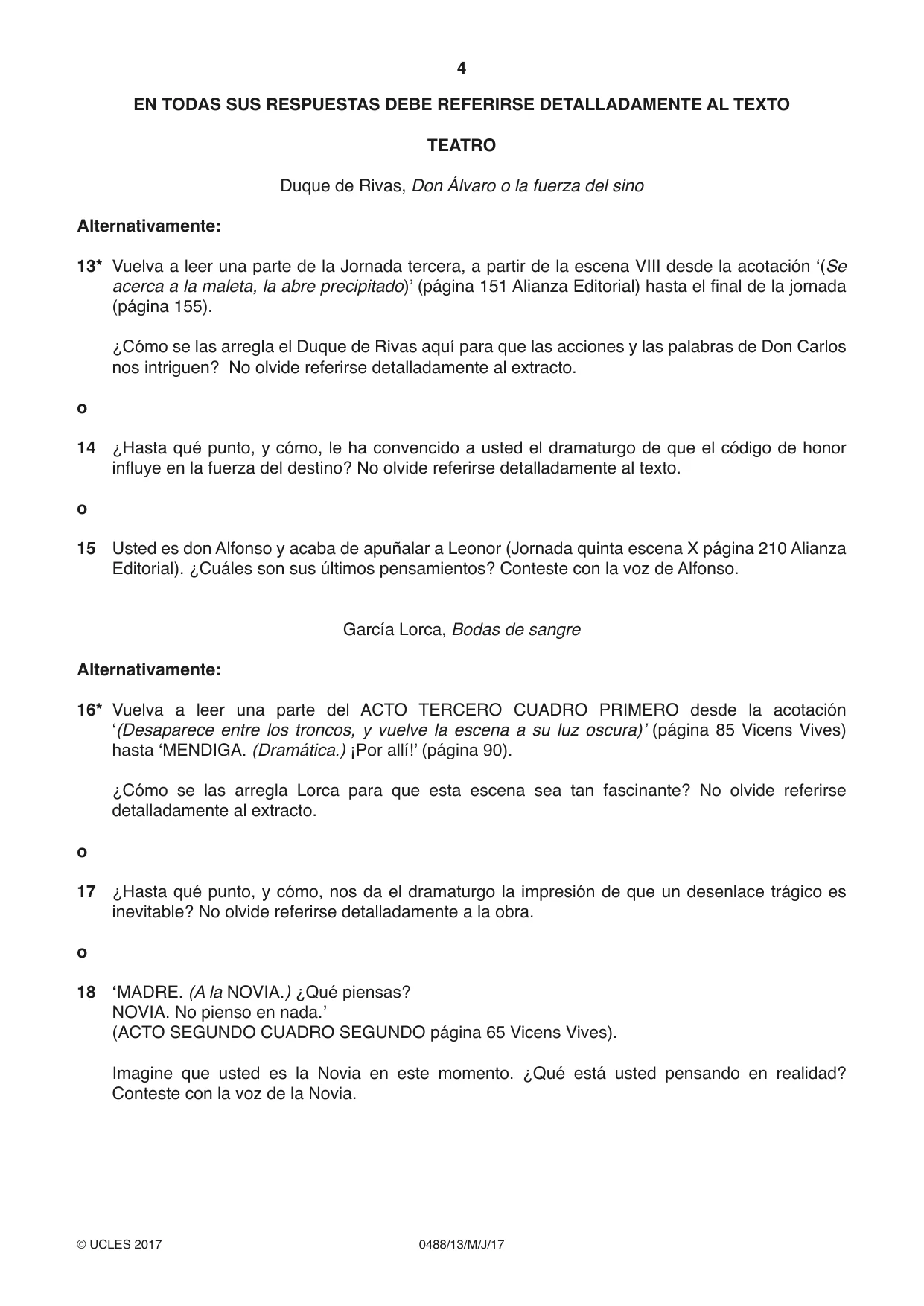 Cambridge IGCSE Spanish - Literature 0488 2017 May/June Paper 1 · Variant 3 question paper, page 4 of 8
