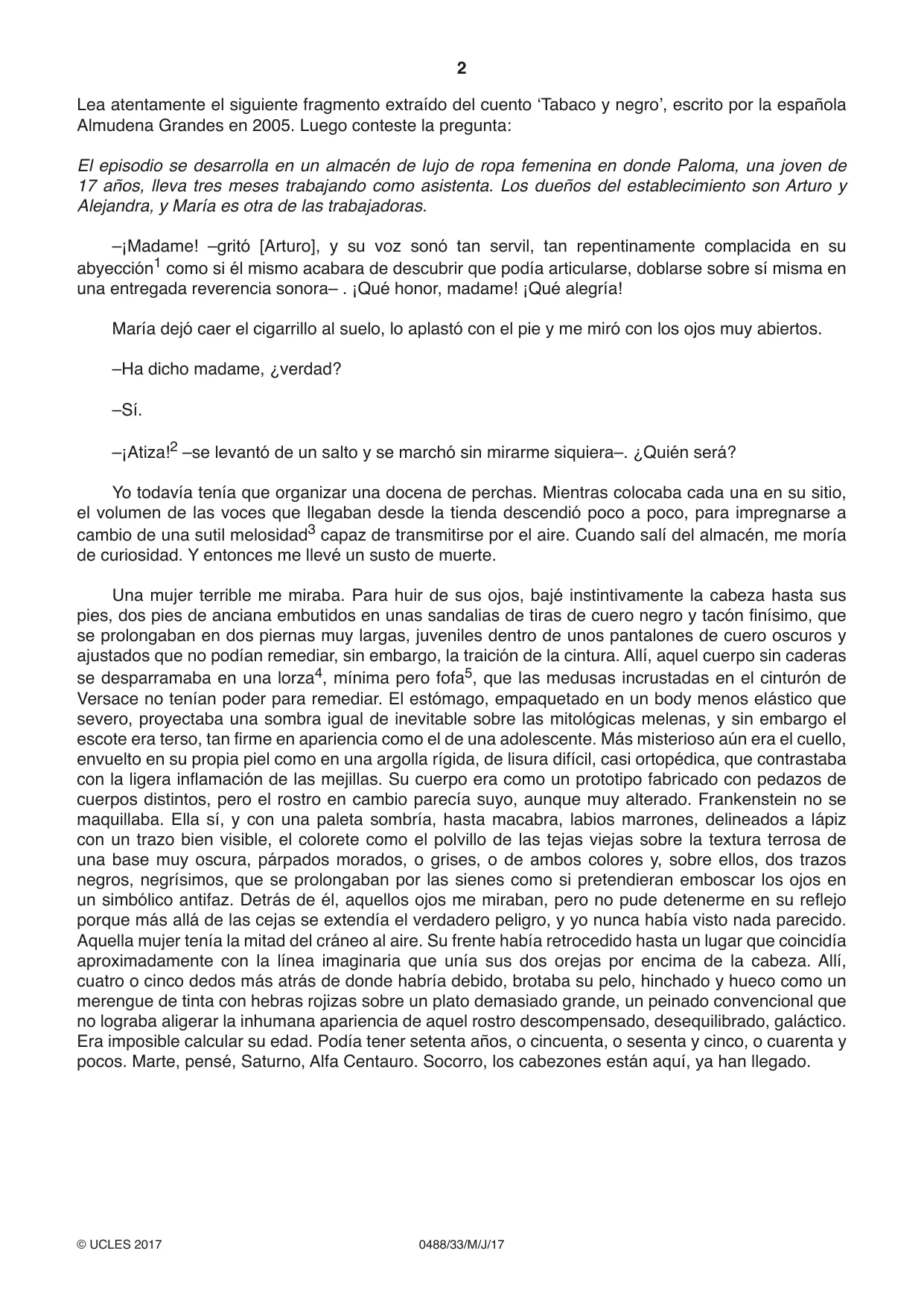 Cambridge IGCSE Spanish - Literature 0488 2017 May/June Paper 3 · Variant 3 question paper, page 2 of 4