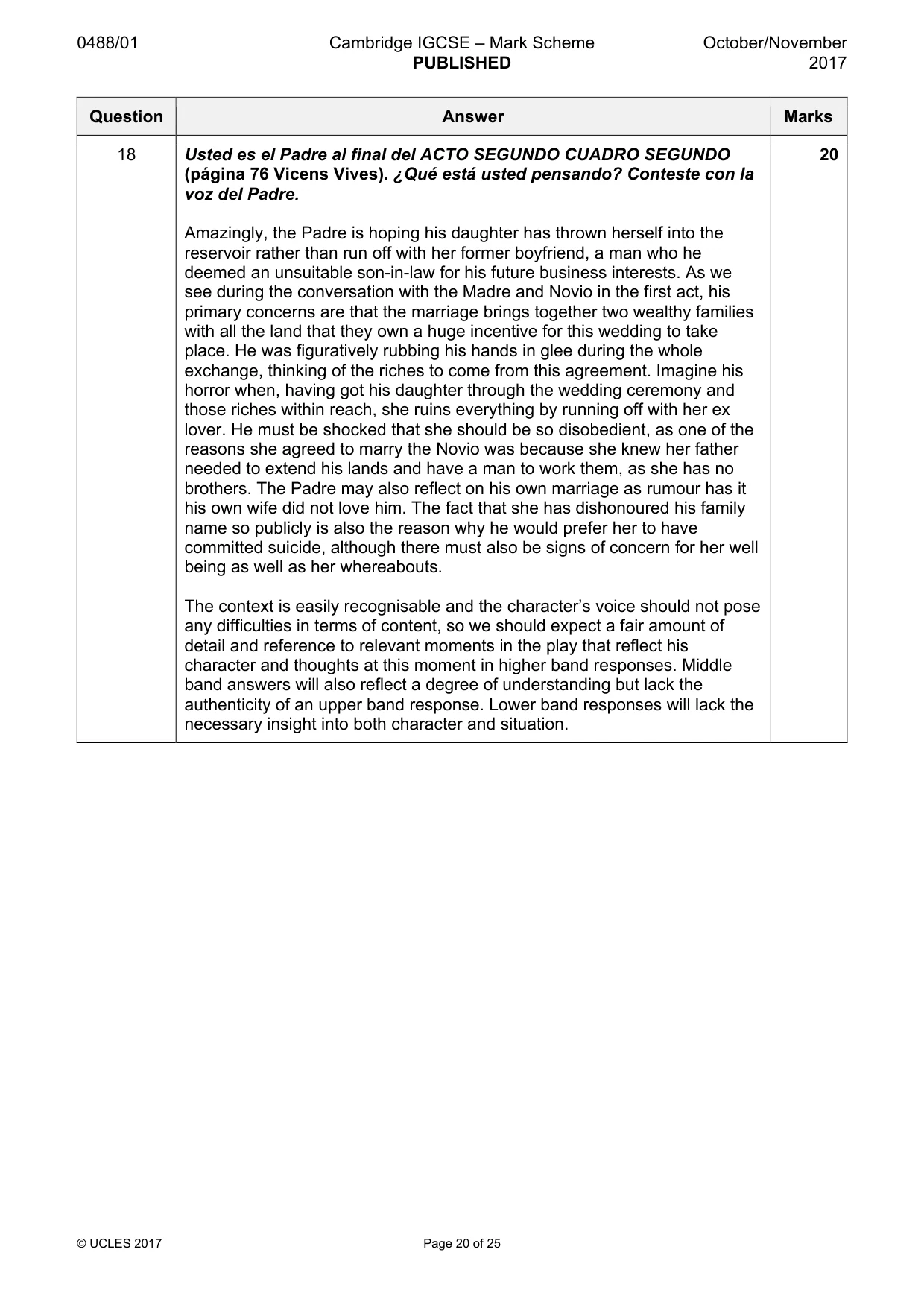 Mark scheme, page 20 of 25