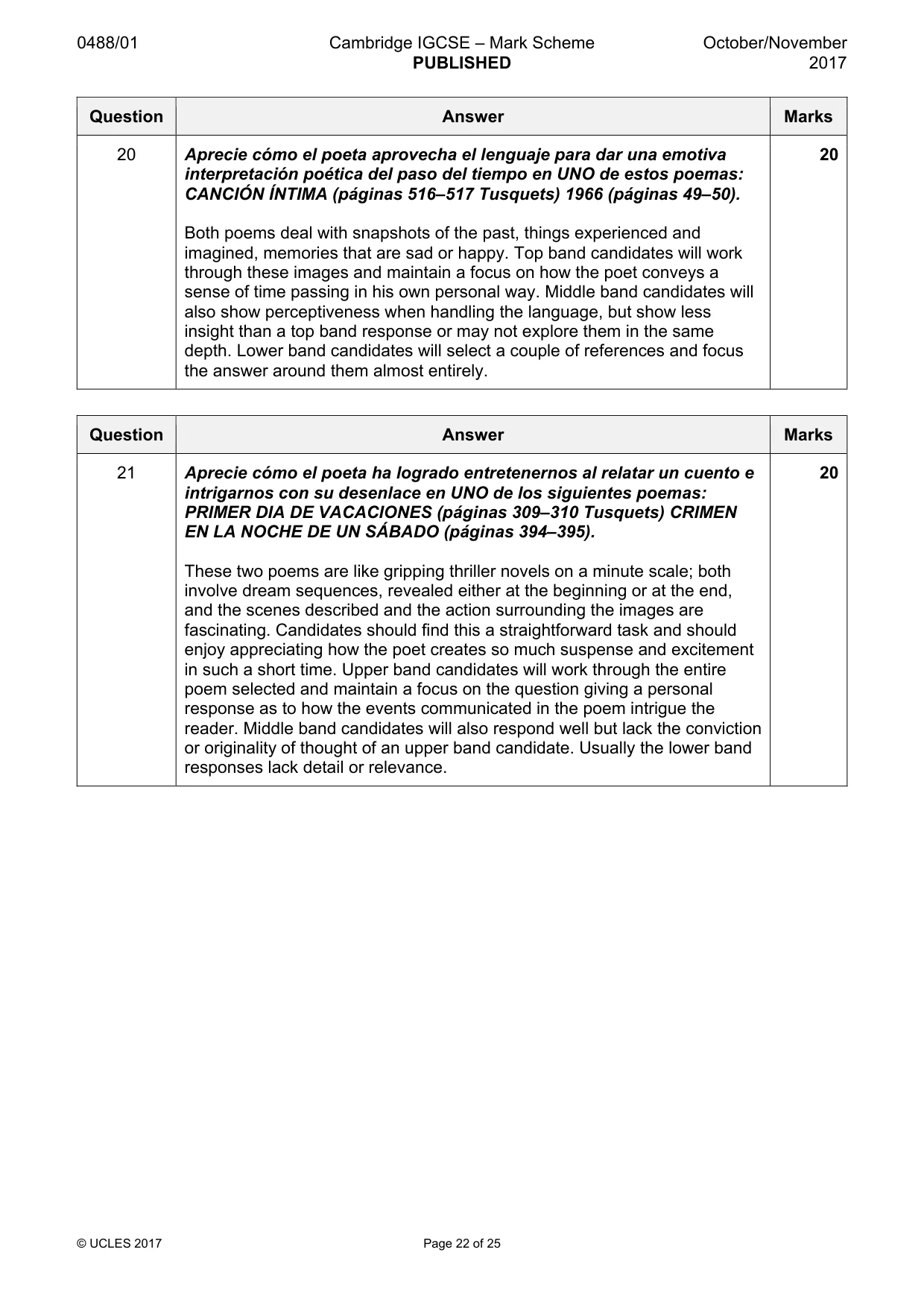 Mark scheme, page 22 of 25