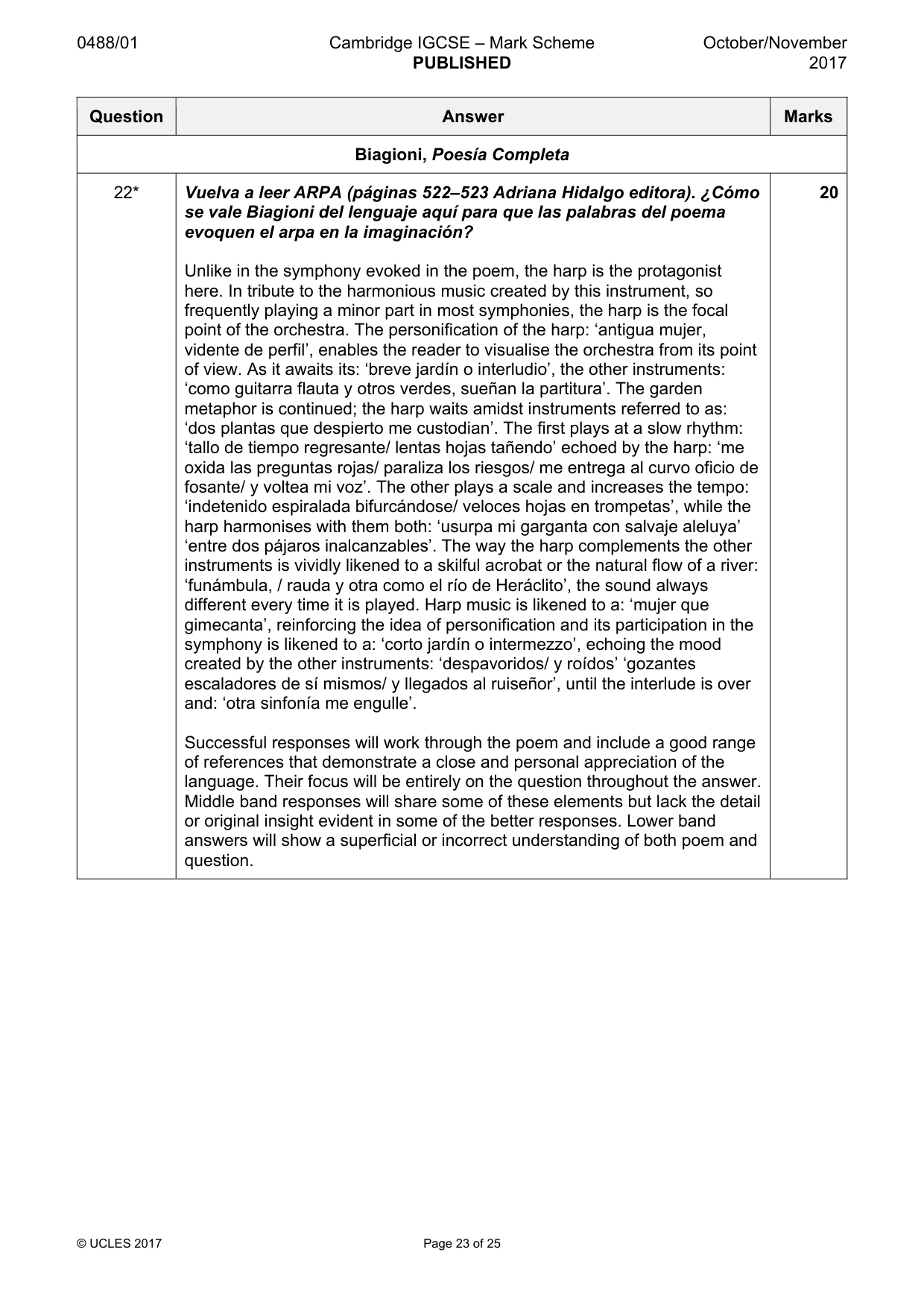 Mark scheme, page 23 of 25