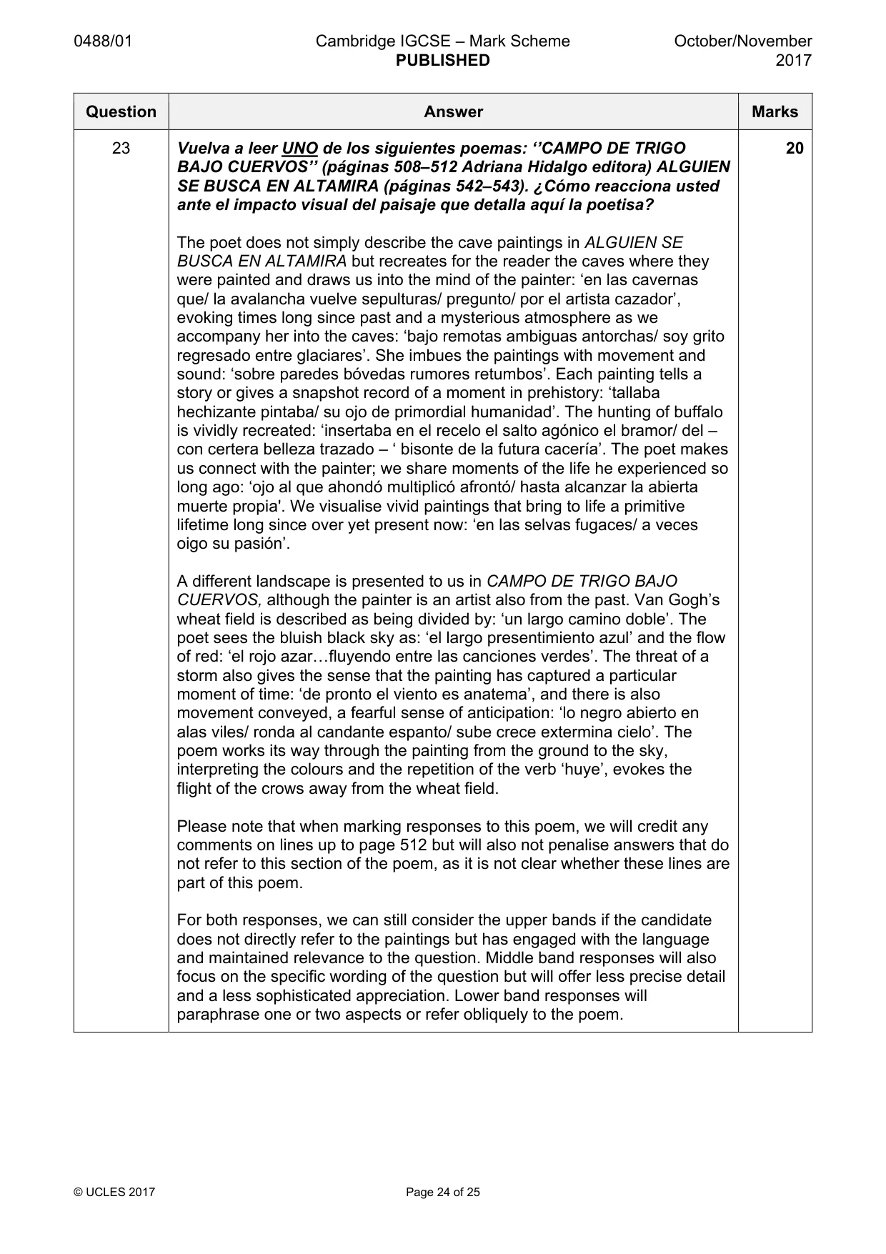 Mark scheme, page 24 of 25
