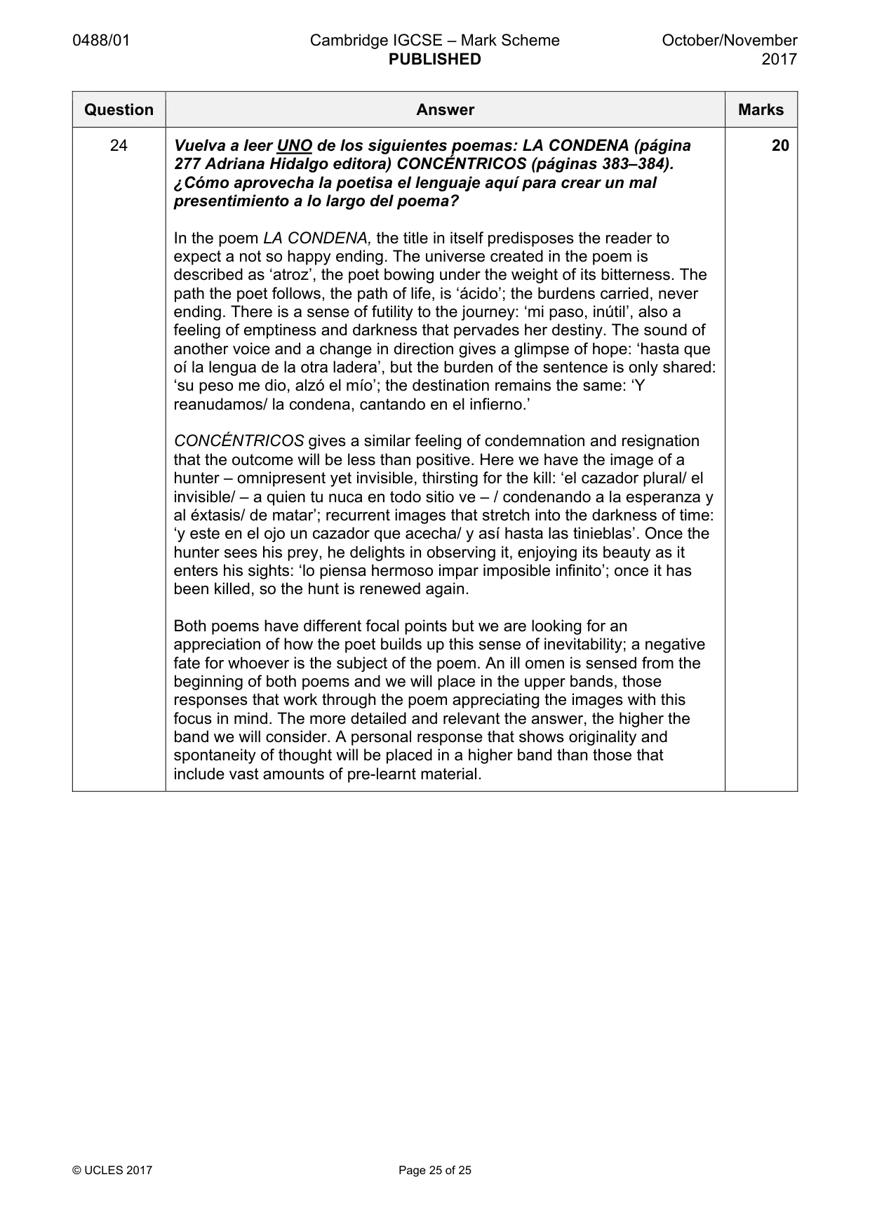Mark scheme, page 25 of 25
