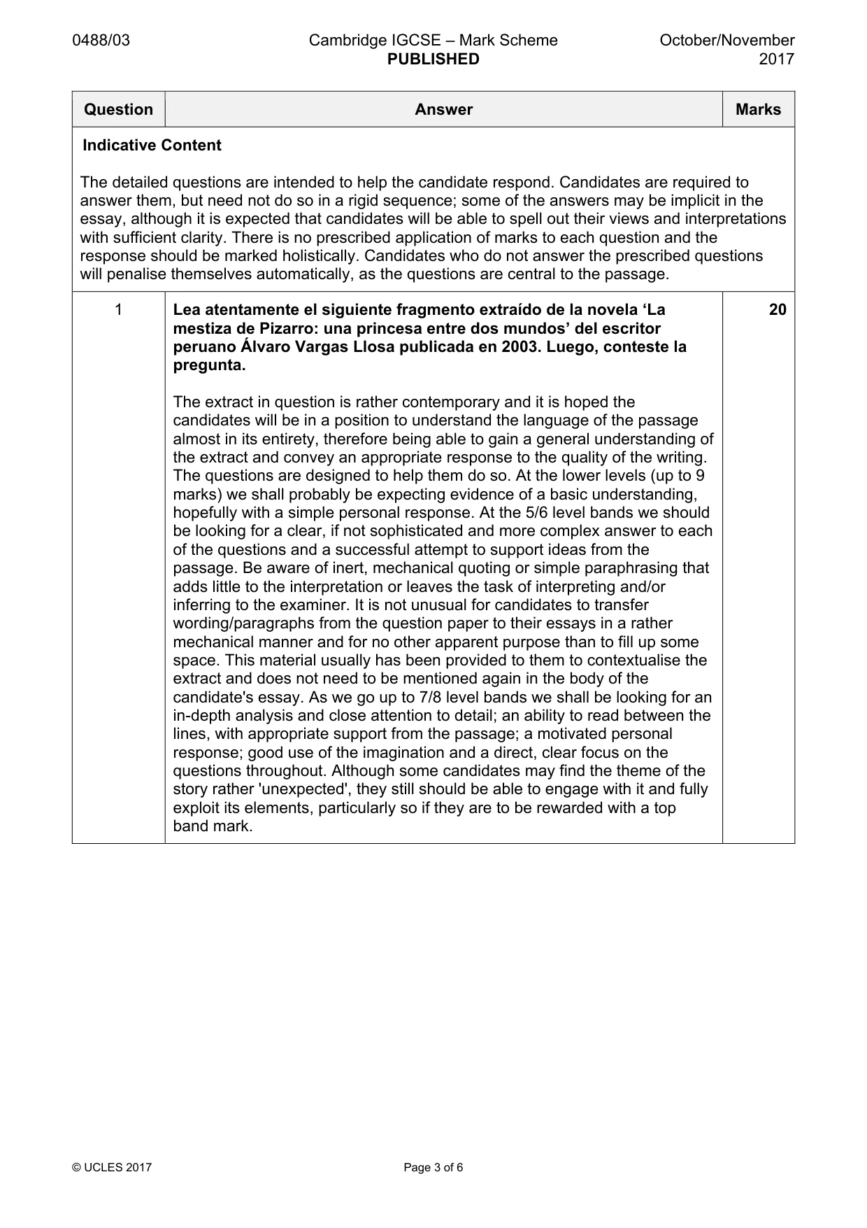 Mark scheme, page 3 of 6