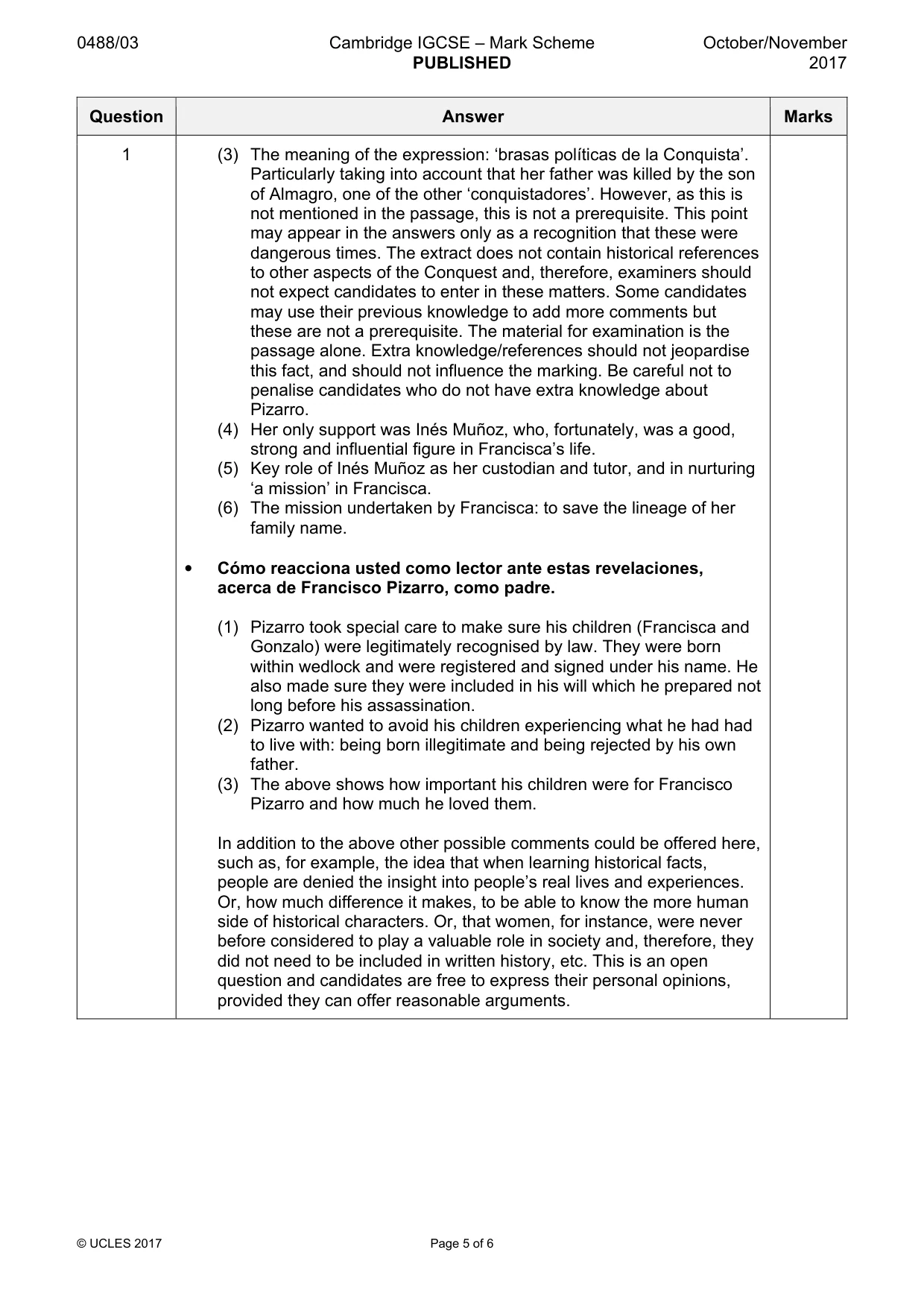 Mark scheme, page 5 of 6