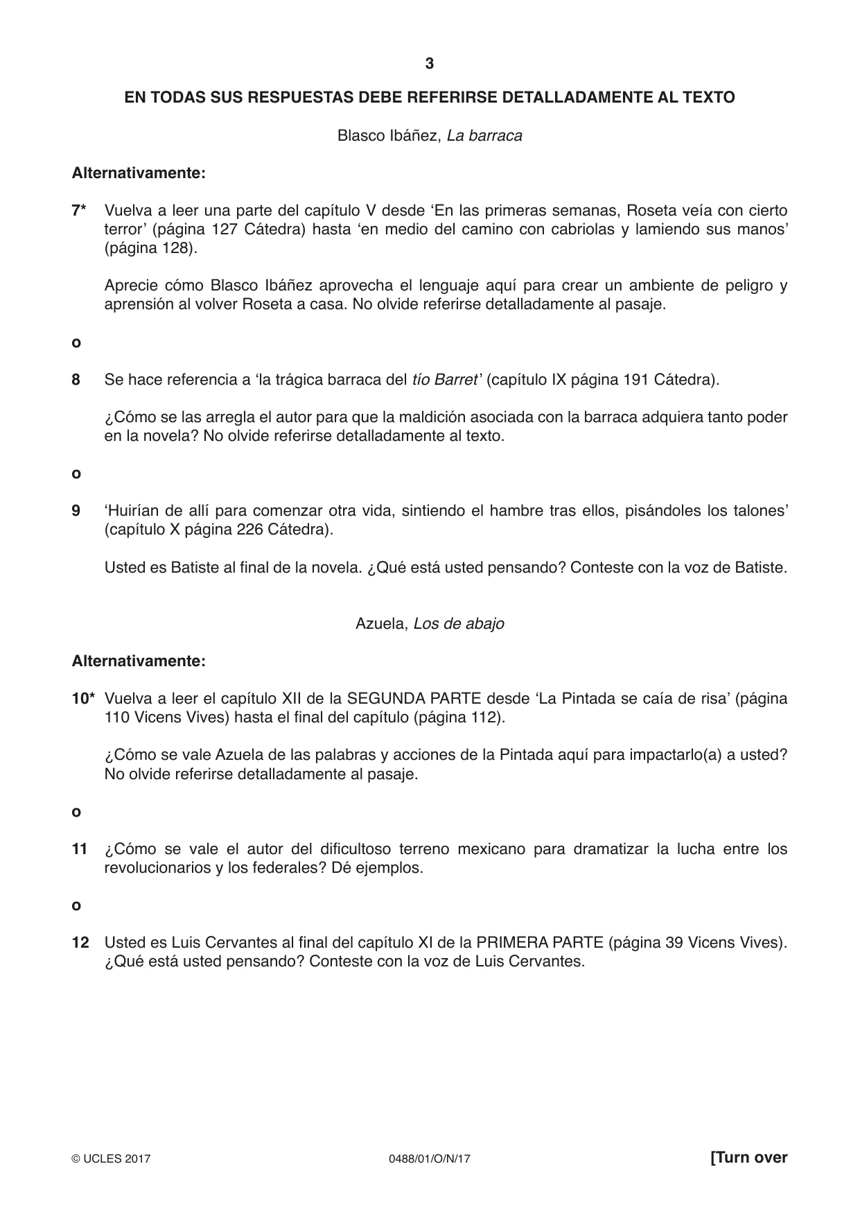 Cambridge IGCSE Spanish - Literature 0488 2017 Oct/Nov Paper 1 · Variant 1 question paper, page 3 of 8