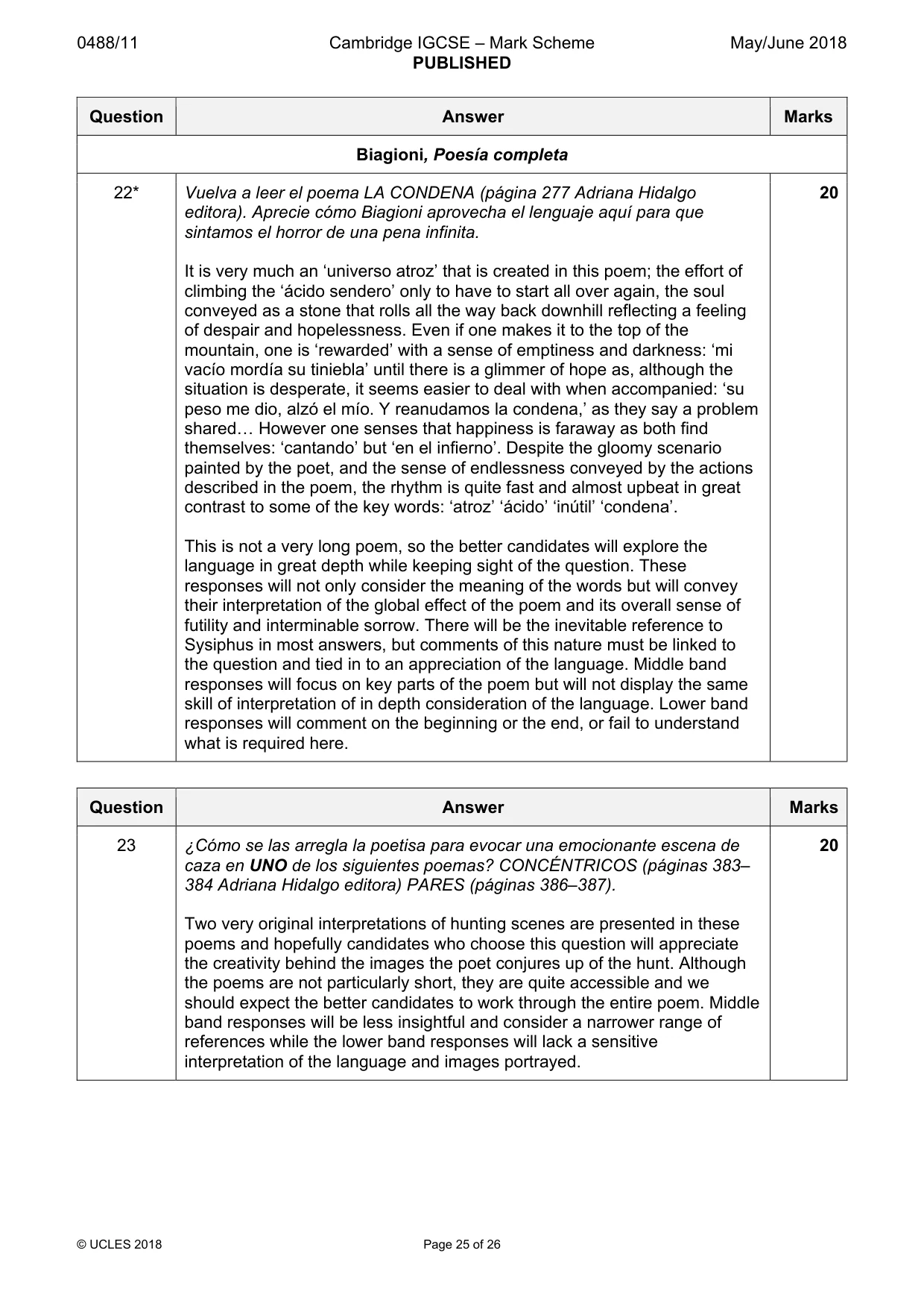Mark scheme, page 25 of 26