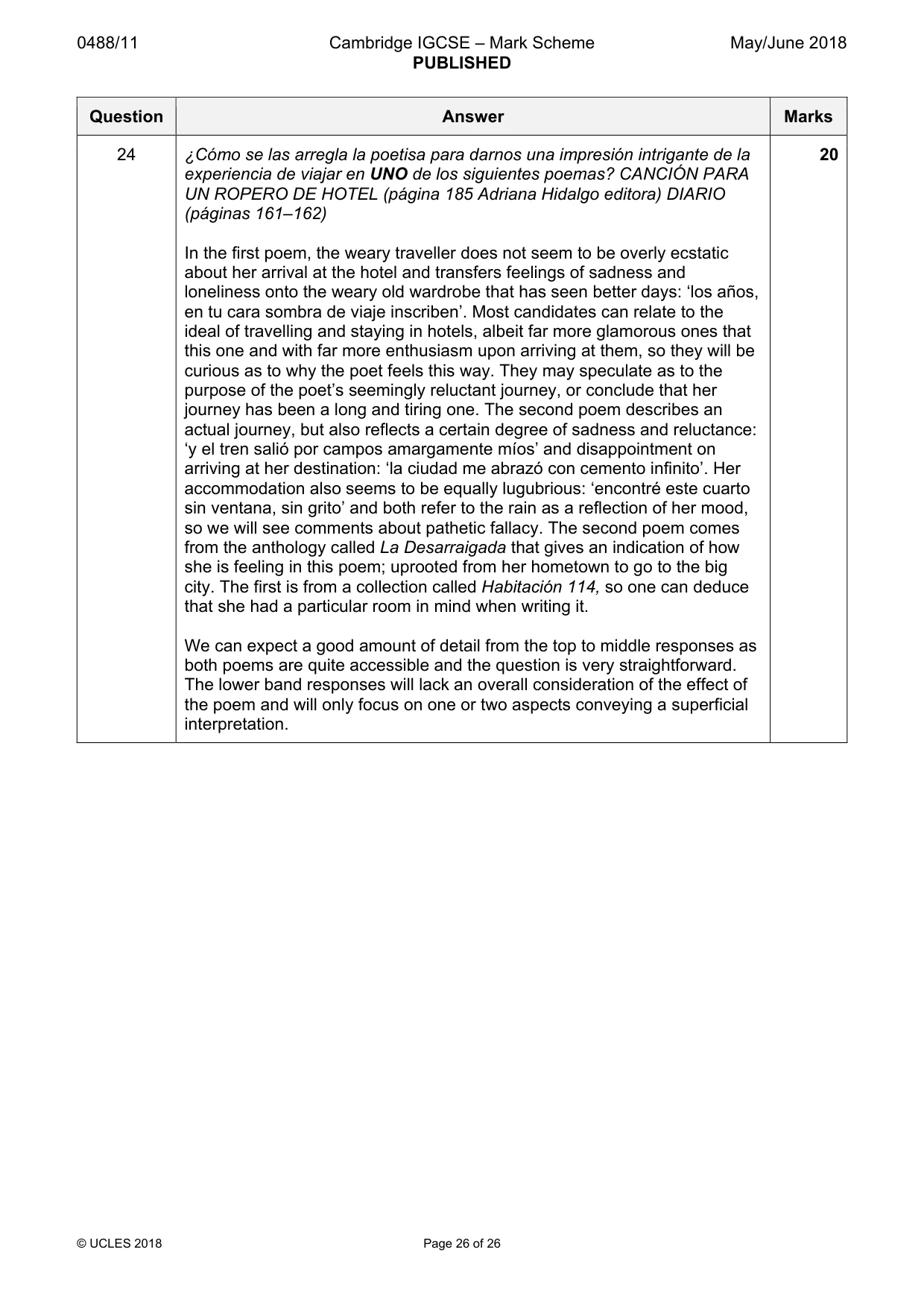 Mark scheme, page 26 of 26