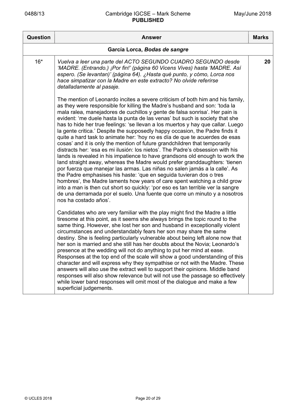 Mark scheme, page 20 of 29