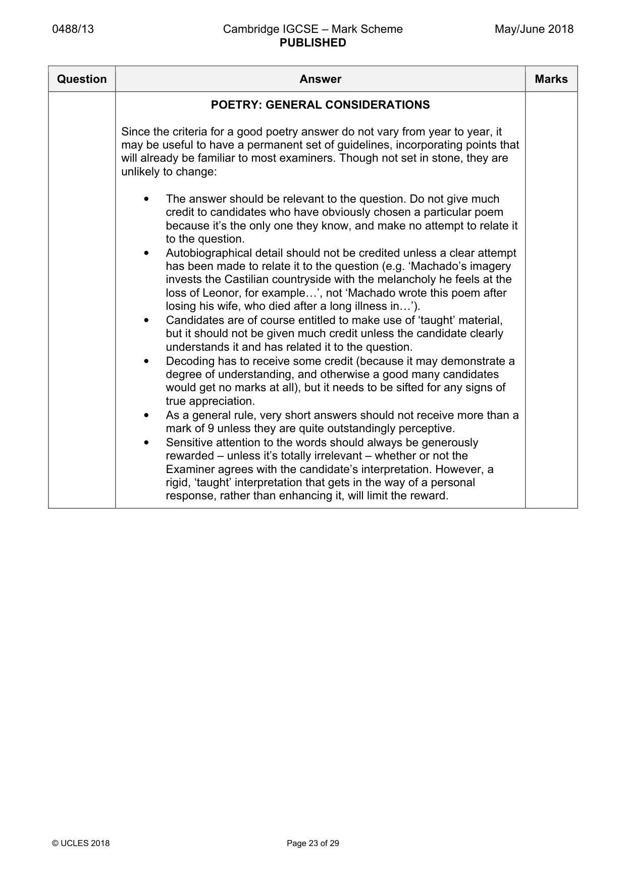 Mark scheme, page 23 of 29