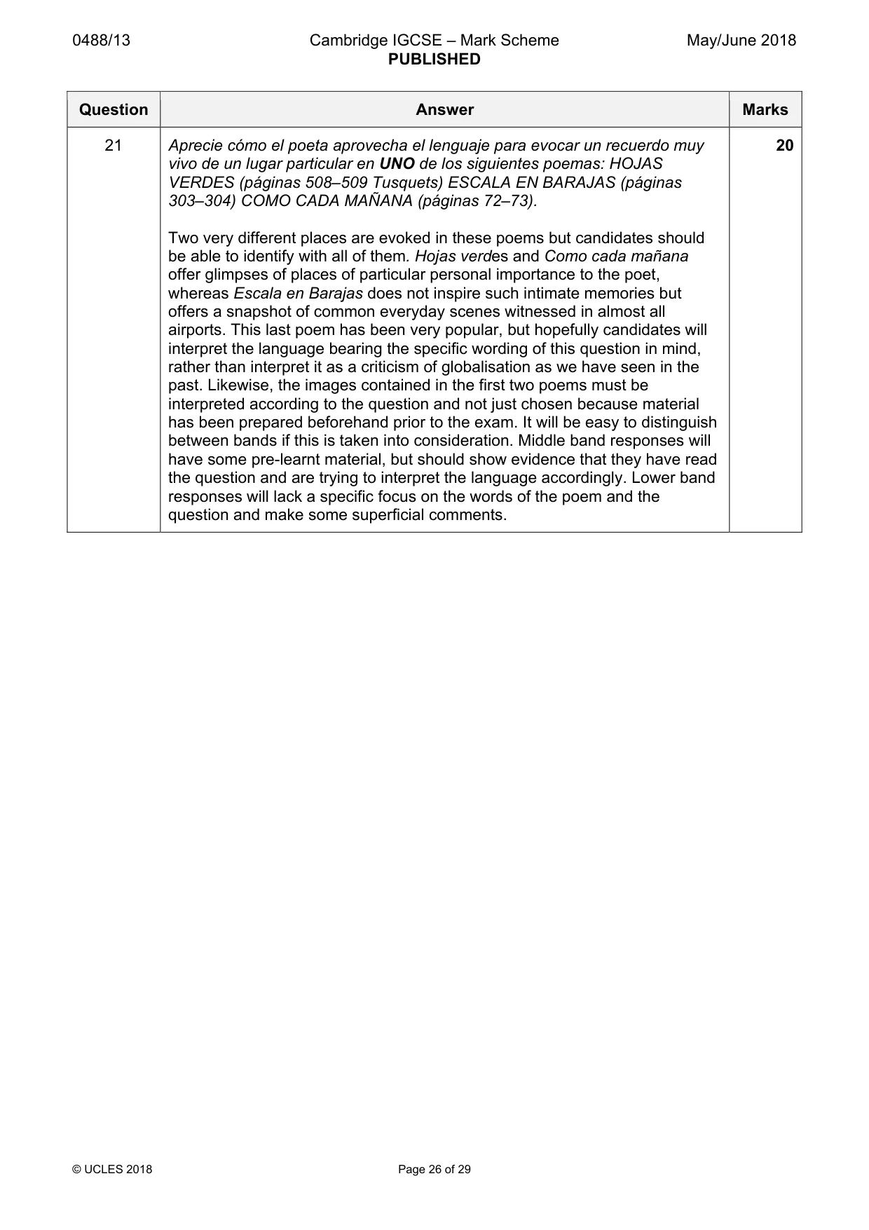 Mark scheme, page 26 of 29