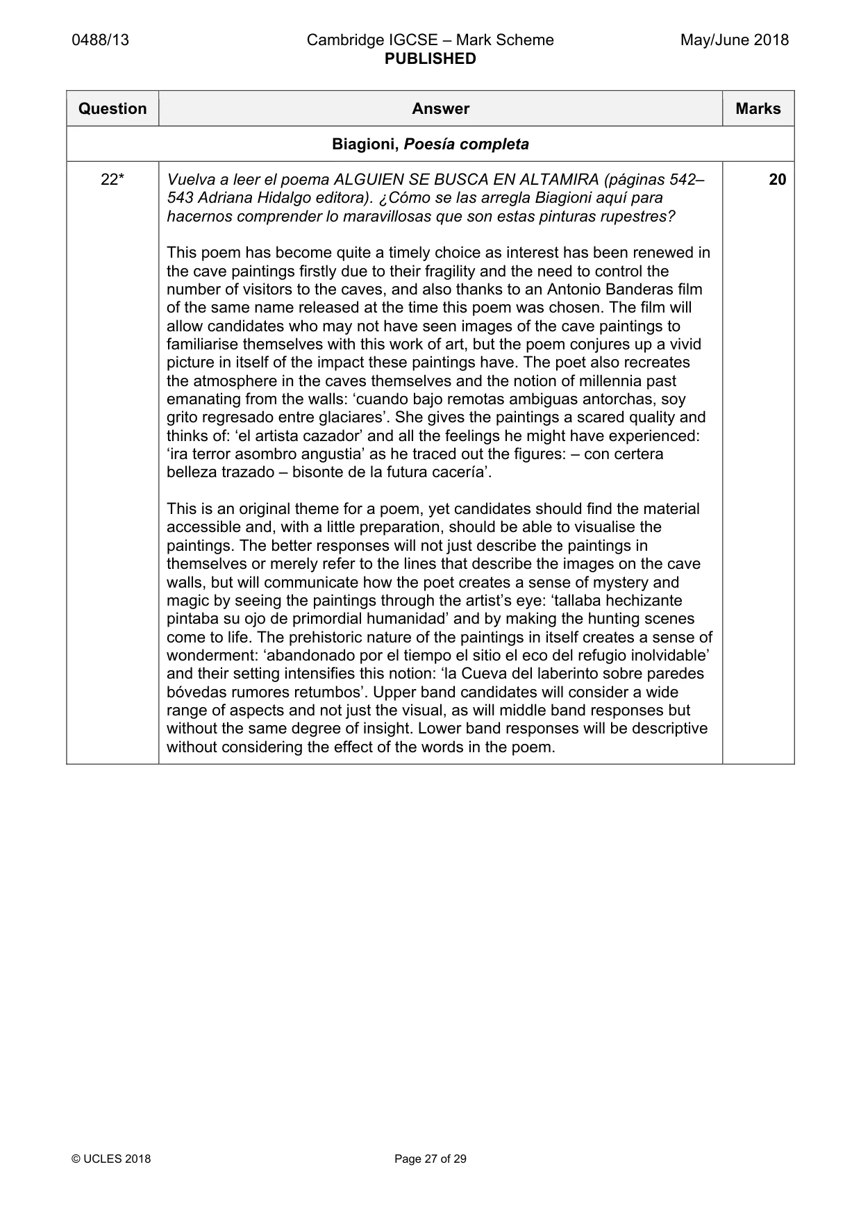 Mark scheme, page 27 of 29