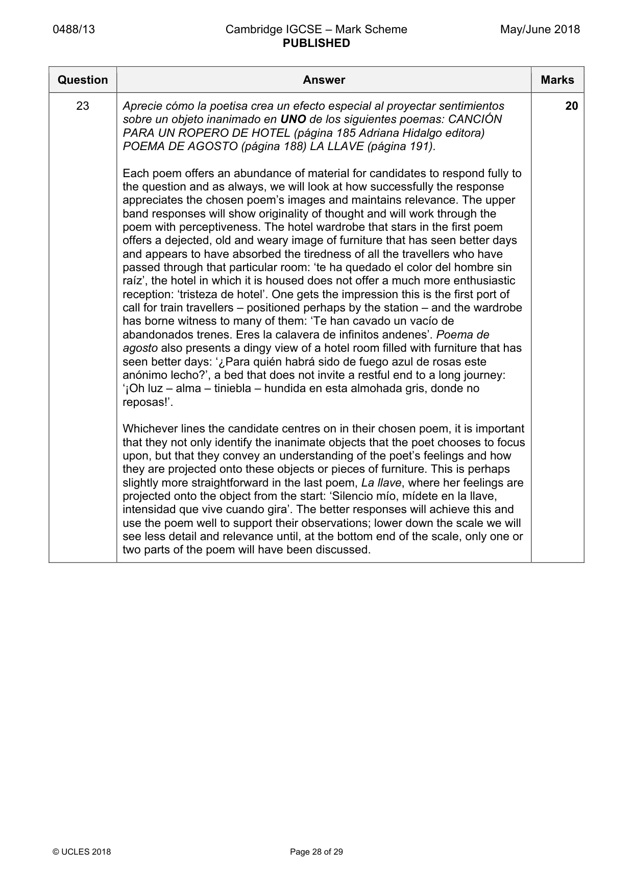 Mark scheme, page 28 of 29