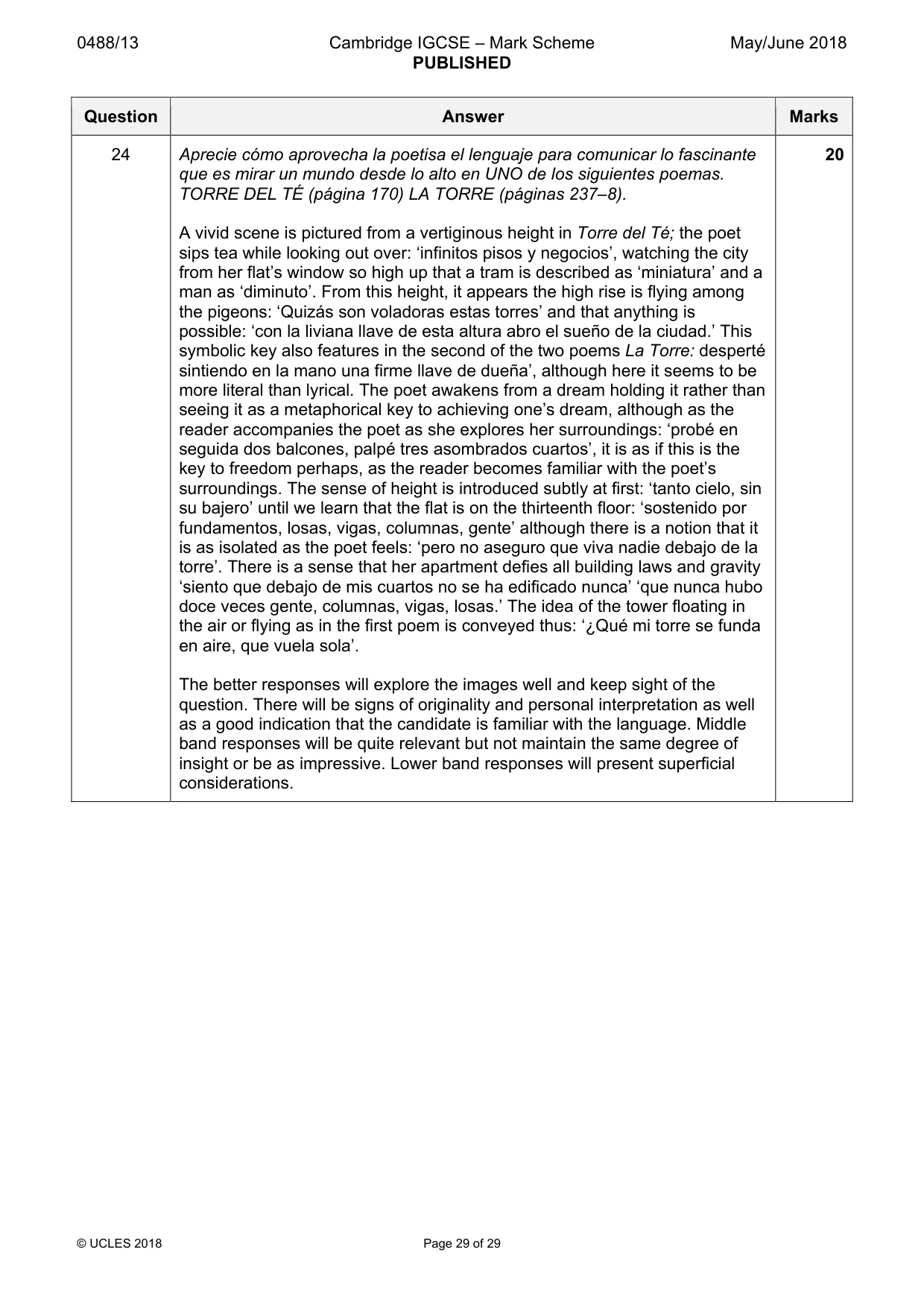 Mark scheme, page 29 of 29
