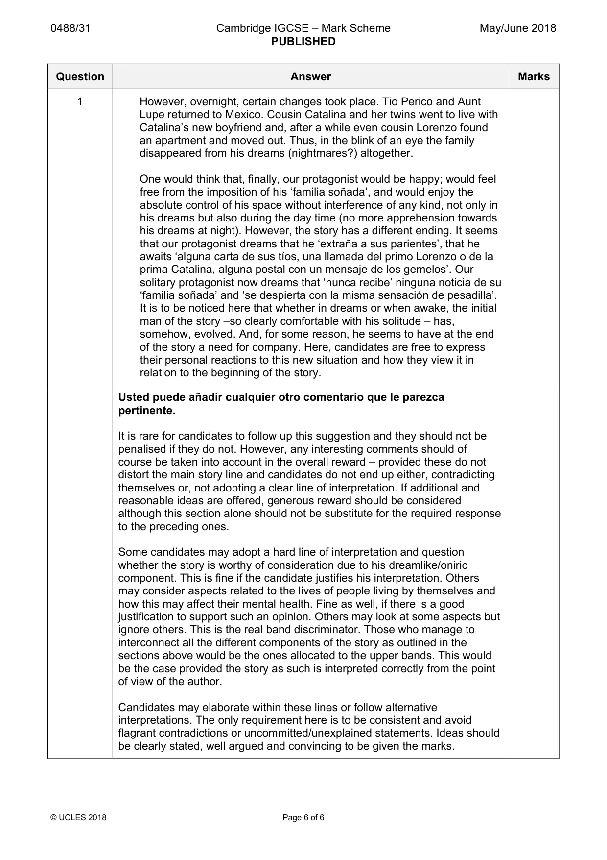 Mark scheme, page 6 of 6