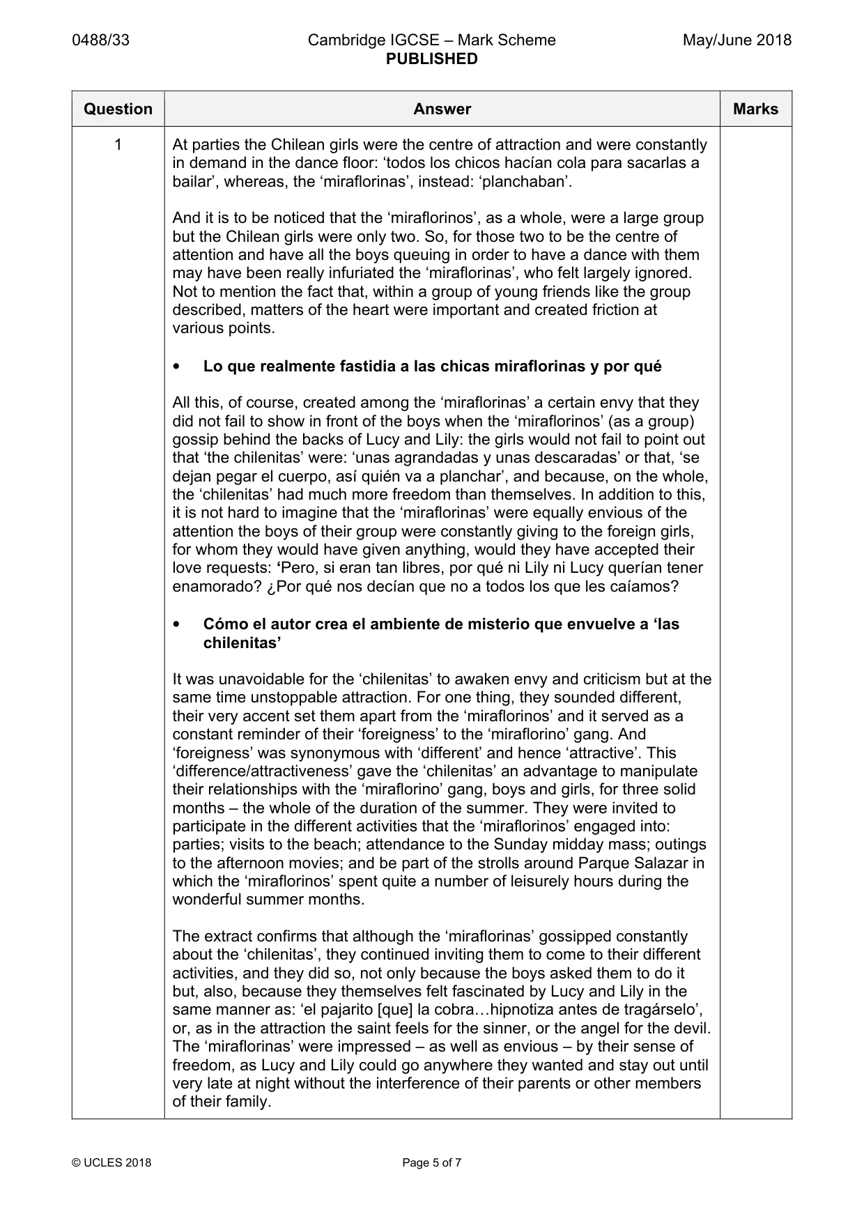 Mark scheme, page 5 of 7