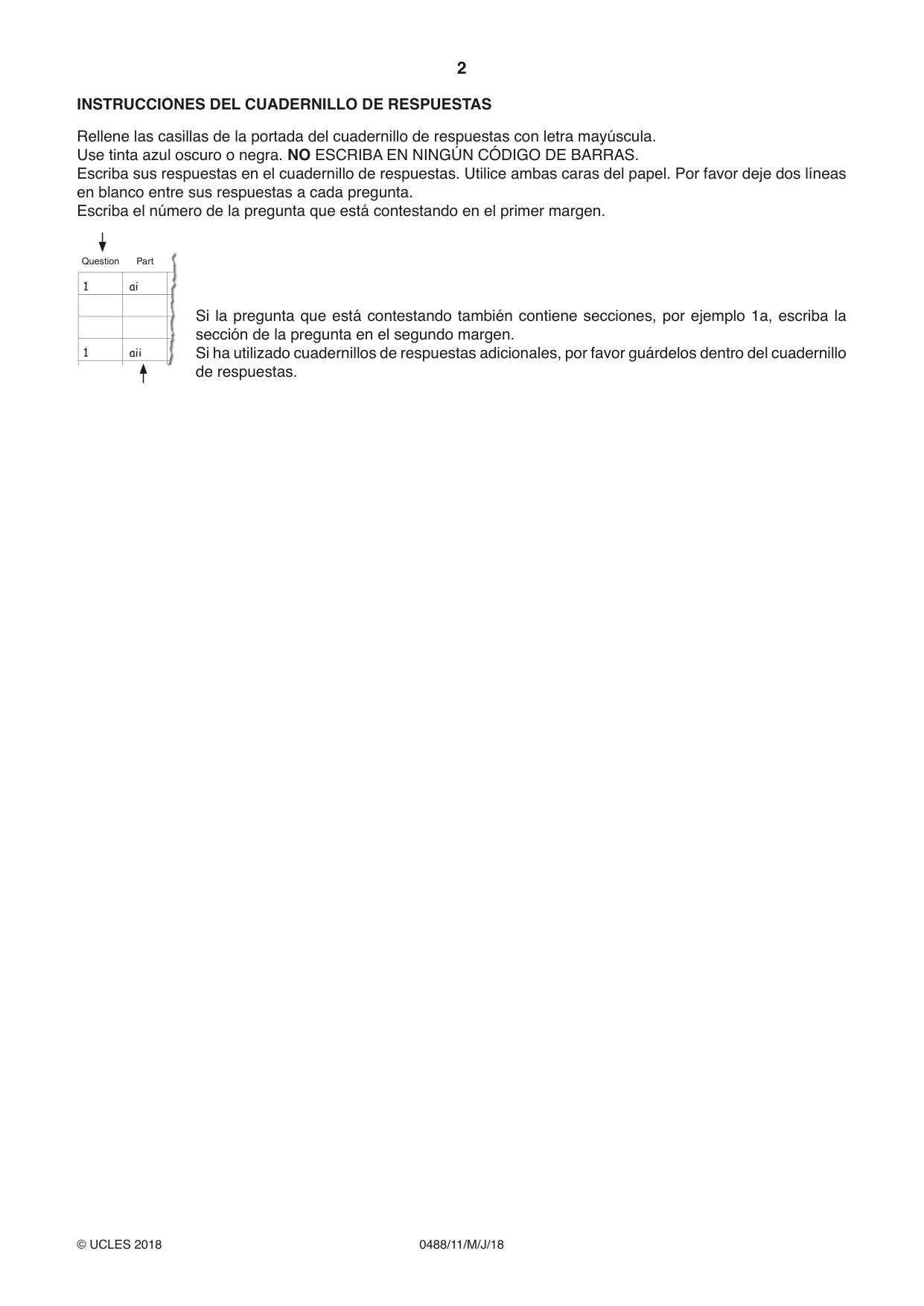 Cambridge IGCSE Spanish - Literature 0488 2018 May/June Paper 1 · Variant 1 question paper, page 2 of 8