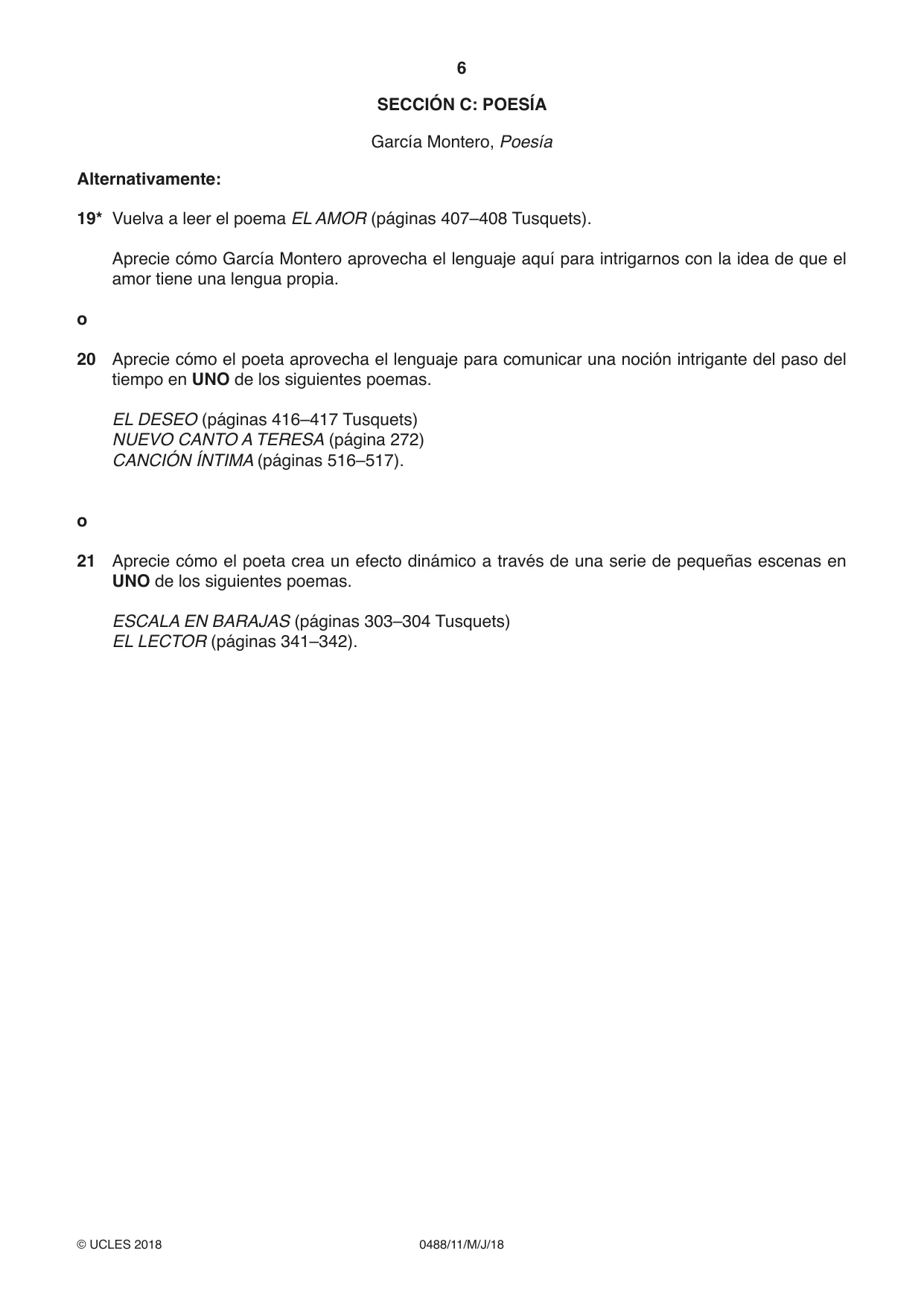Cambridge IGCSE Spanish - Literature 0488 2018 May/June Paper 1 · Variant 1 question paper, page 6 of 8