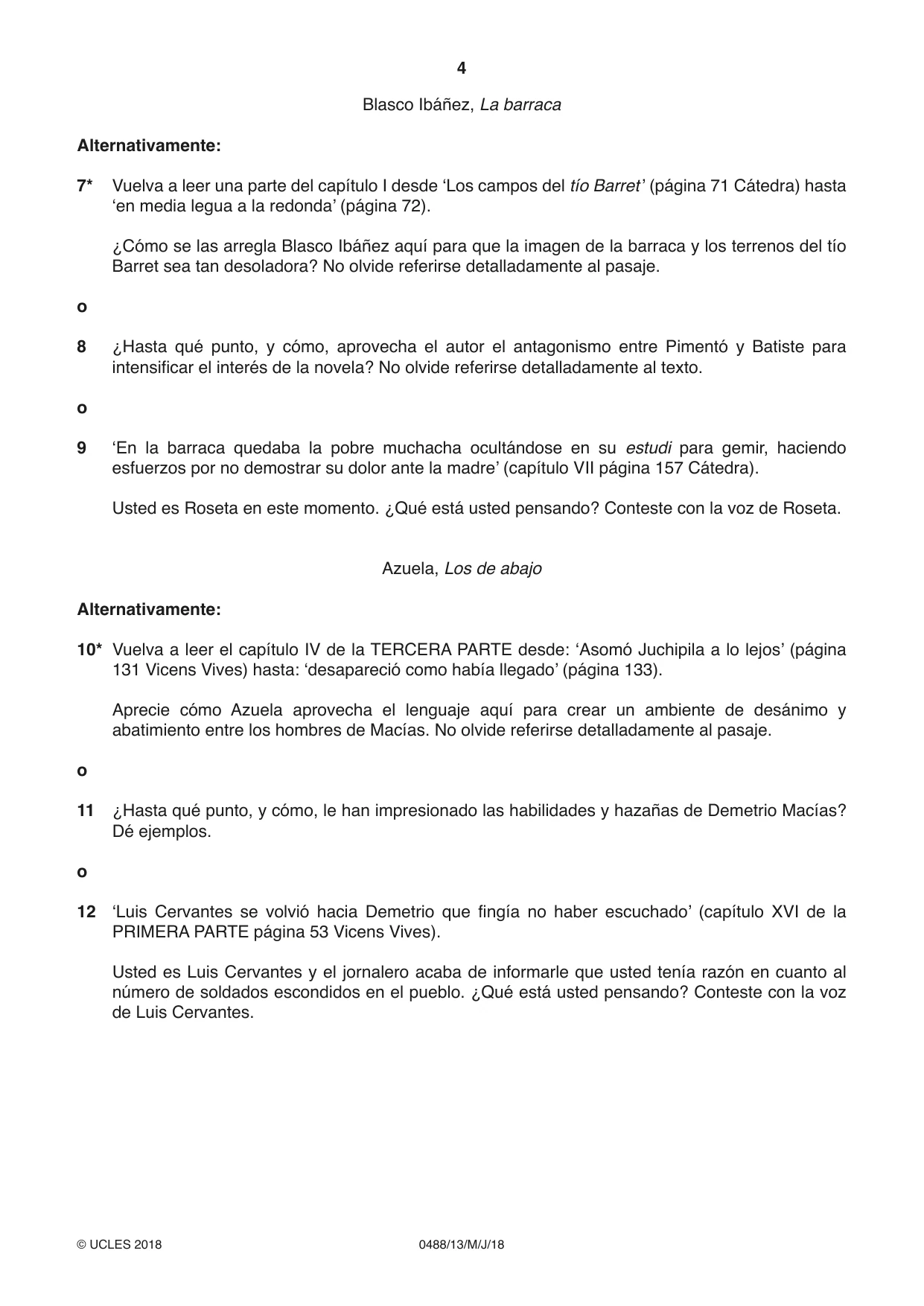 Cambridge IGCSE Spanish - Literature 0488 2018 May/June Paper 1 · Variant 3 question paper, page 4 of 8