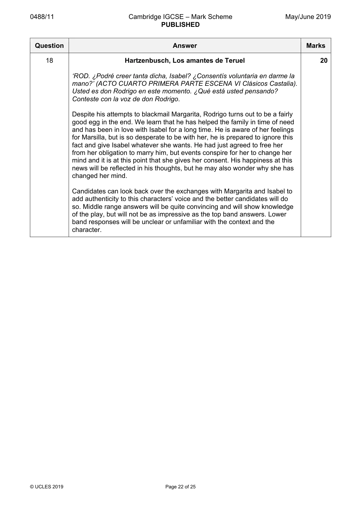 Mark scheme, page 22 of 25