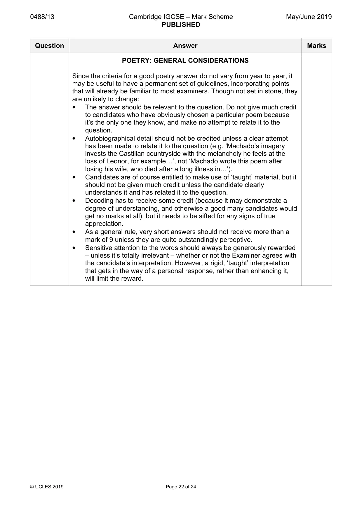Mark scheme, page 22 of 24