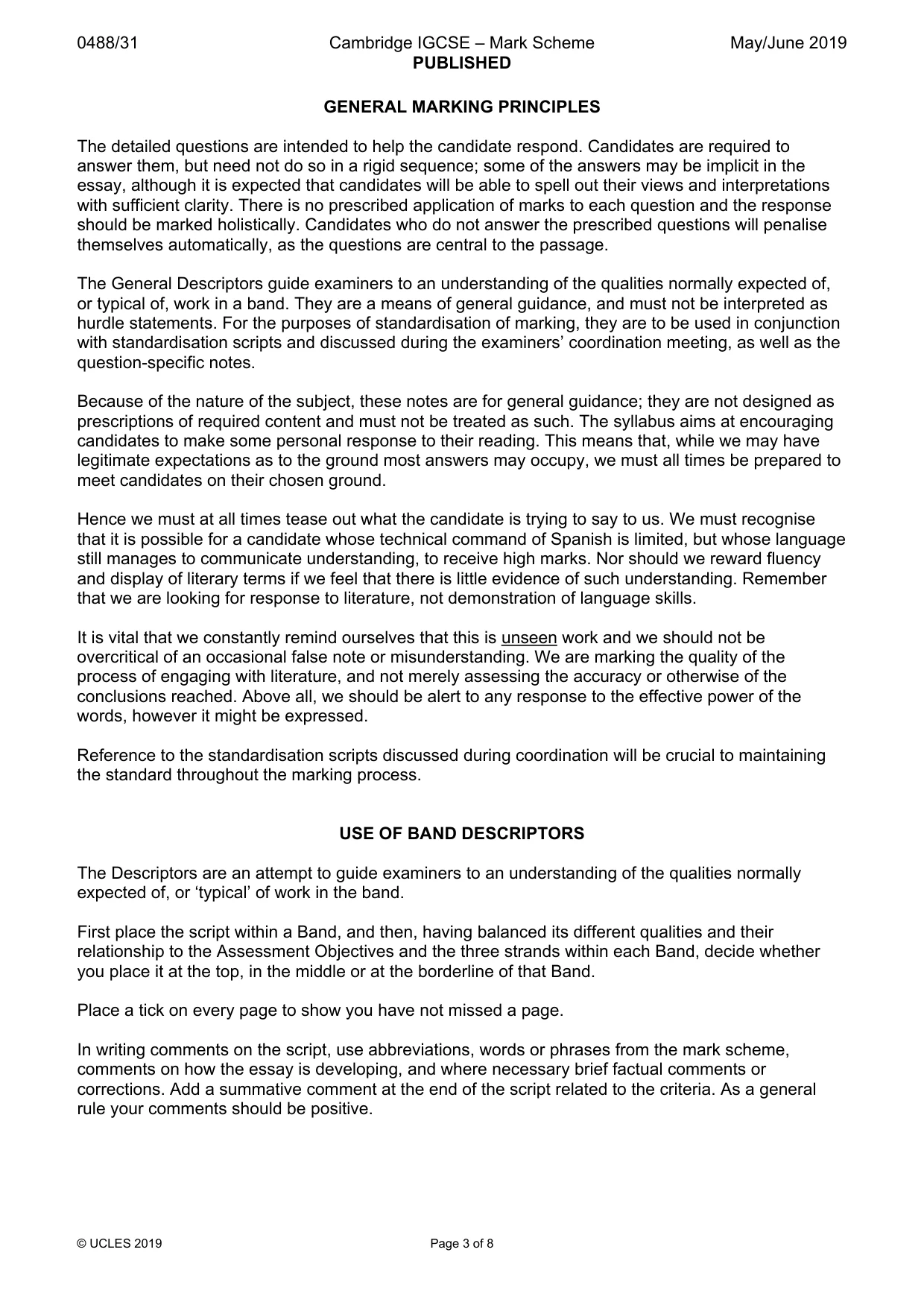 Mark scheme, page 3 of 8