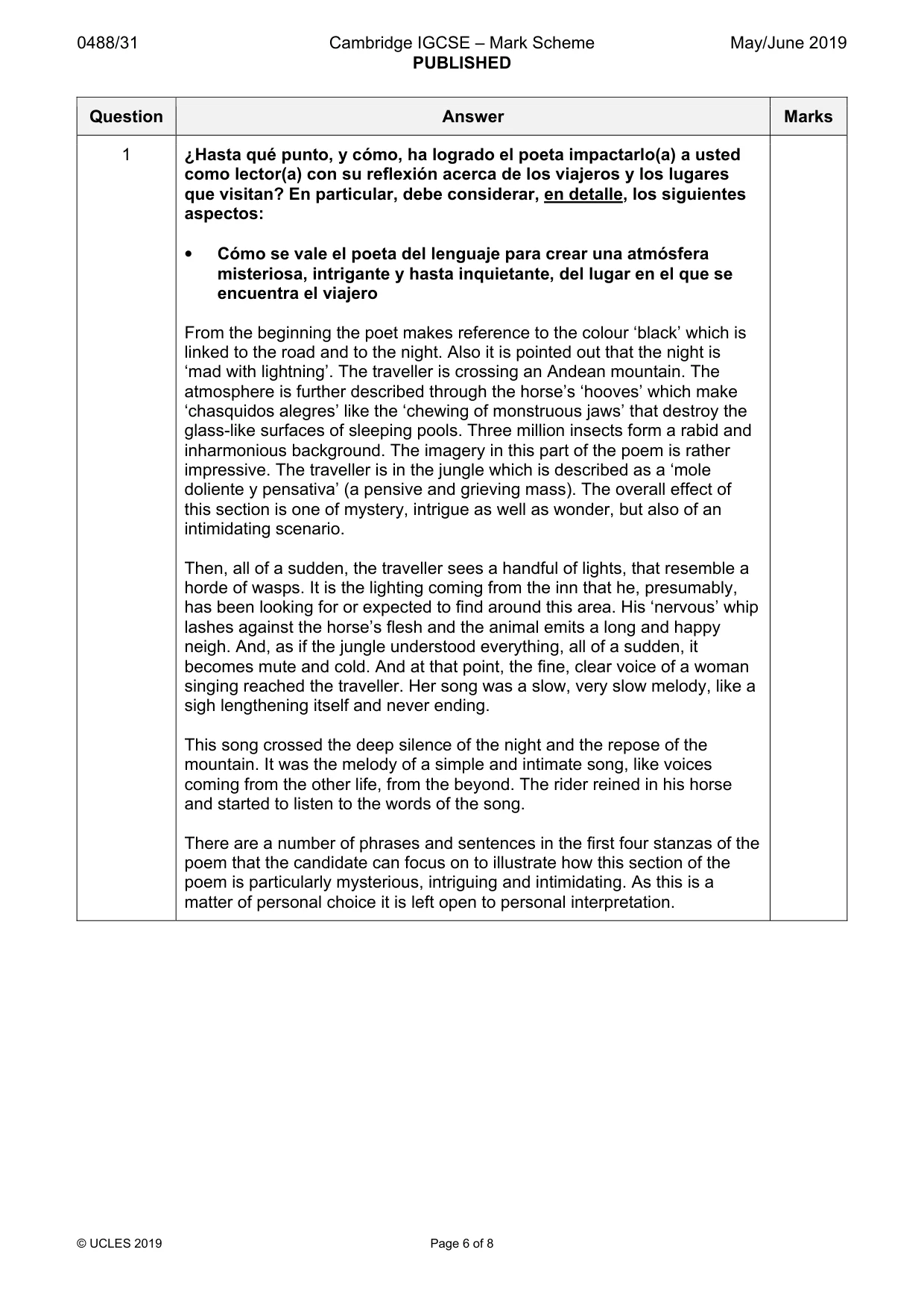 Mark scheme, page 6 of 8