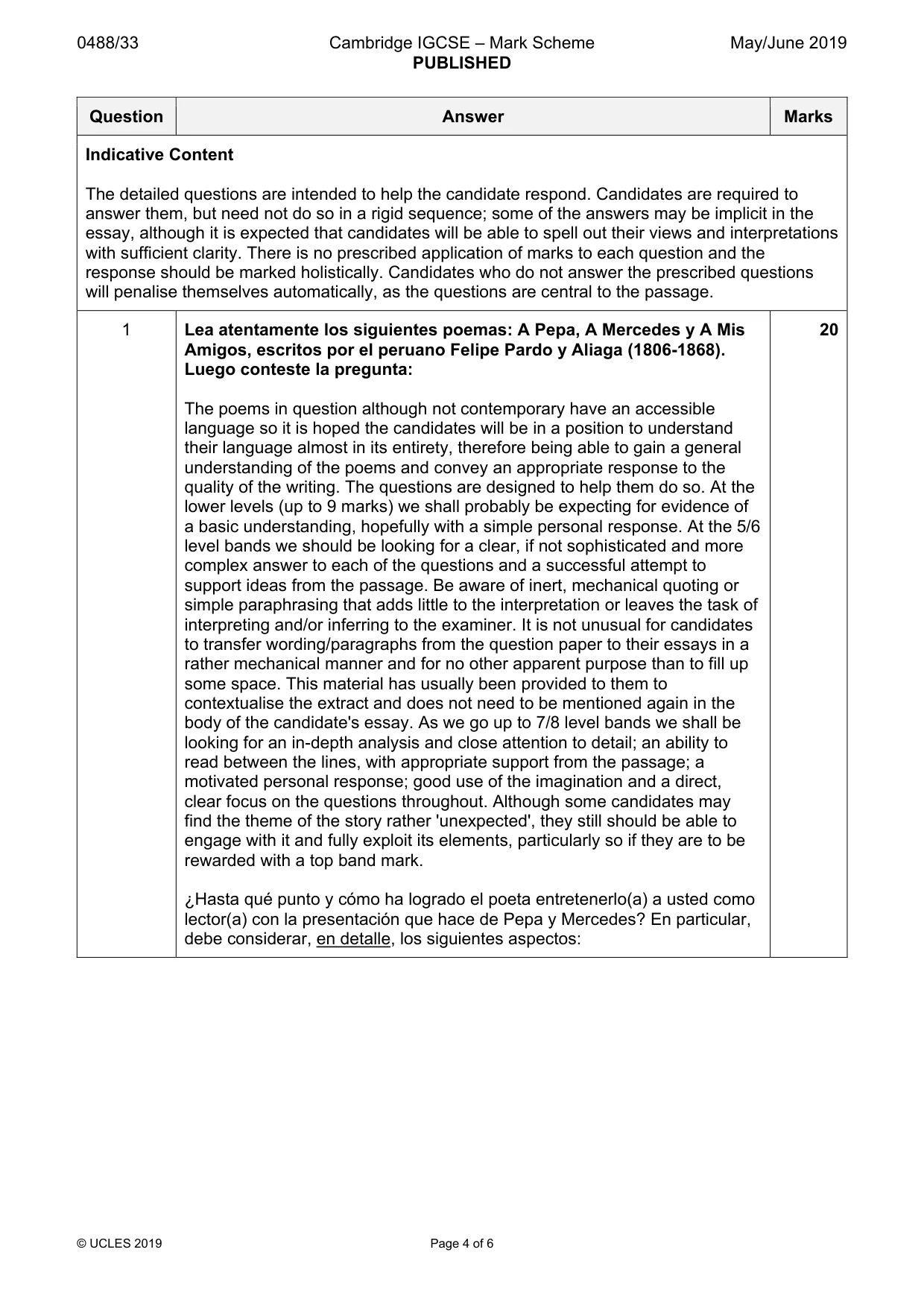 Mark scheme, page 4 of 6
