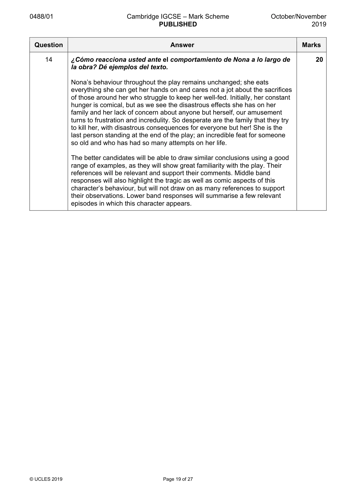 Mark scheme, page 19 of 27