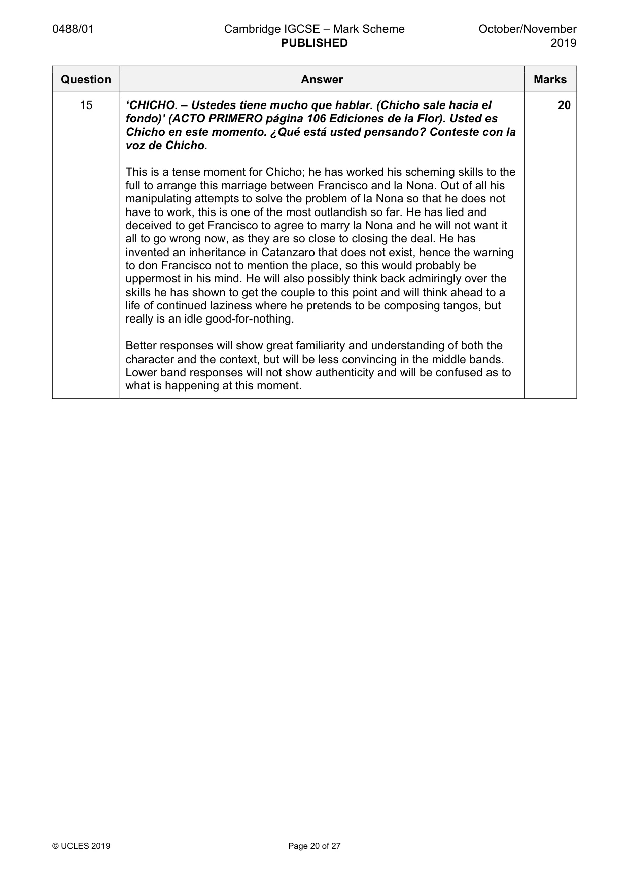 Mark scheme, page 20 of 27