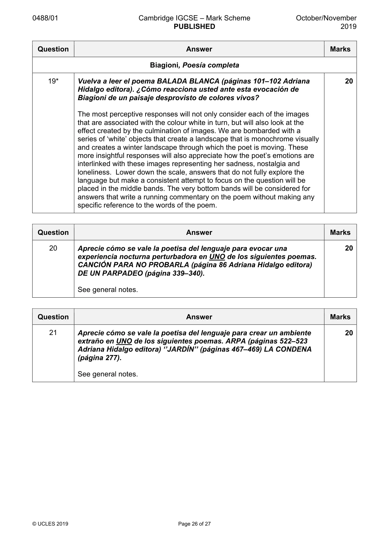Mark scheme, page 26 of 27