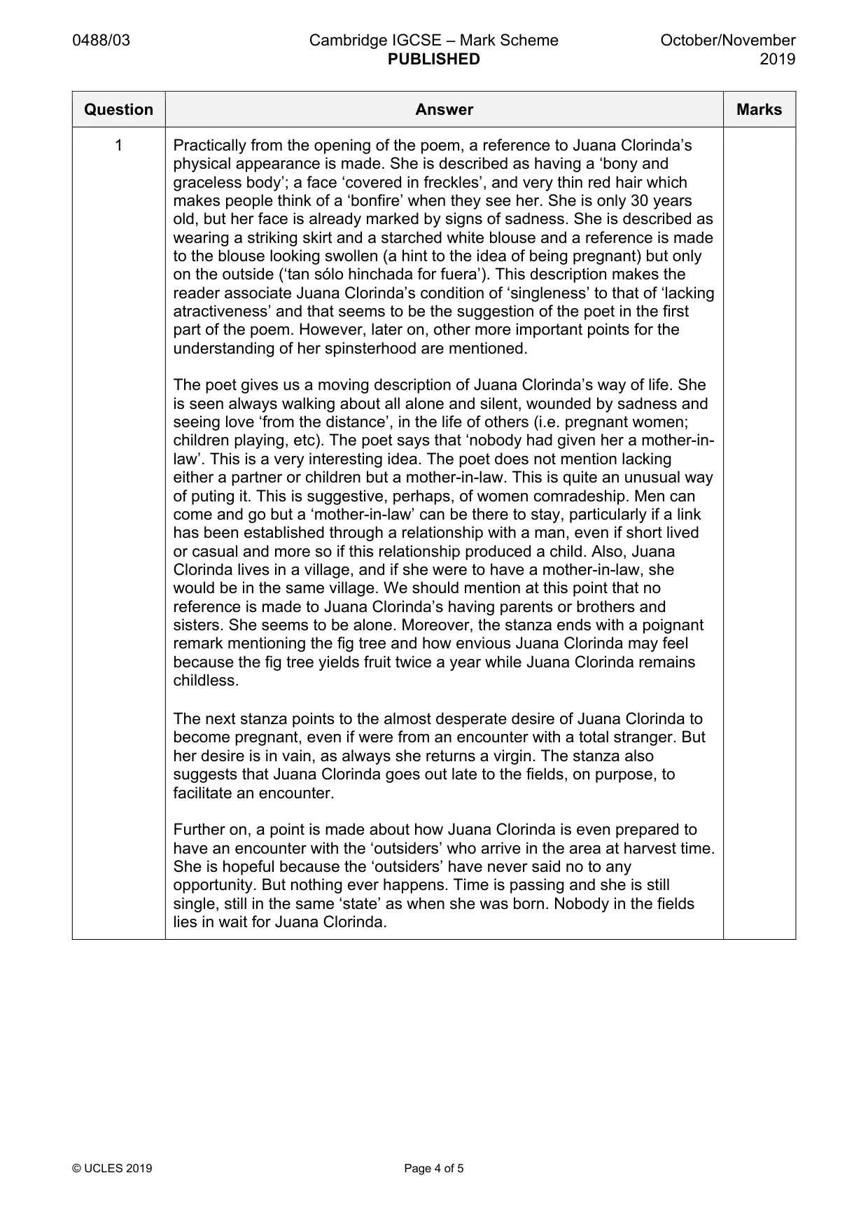 Mark scheme, page 4 of 5