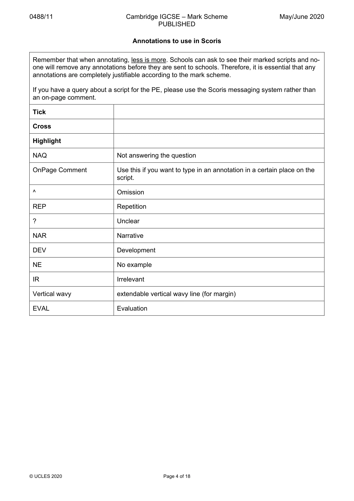 Mark scheme, page 4 of 18