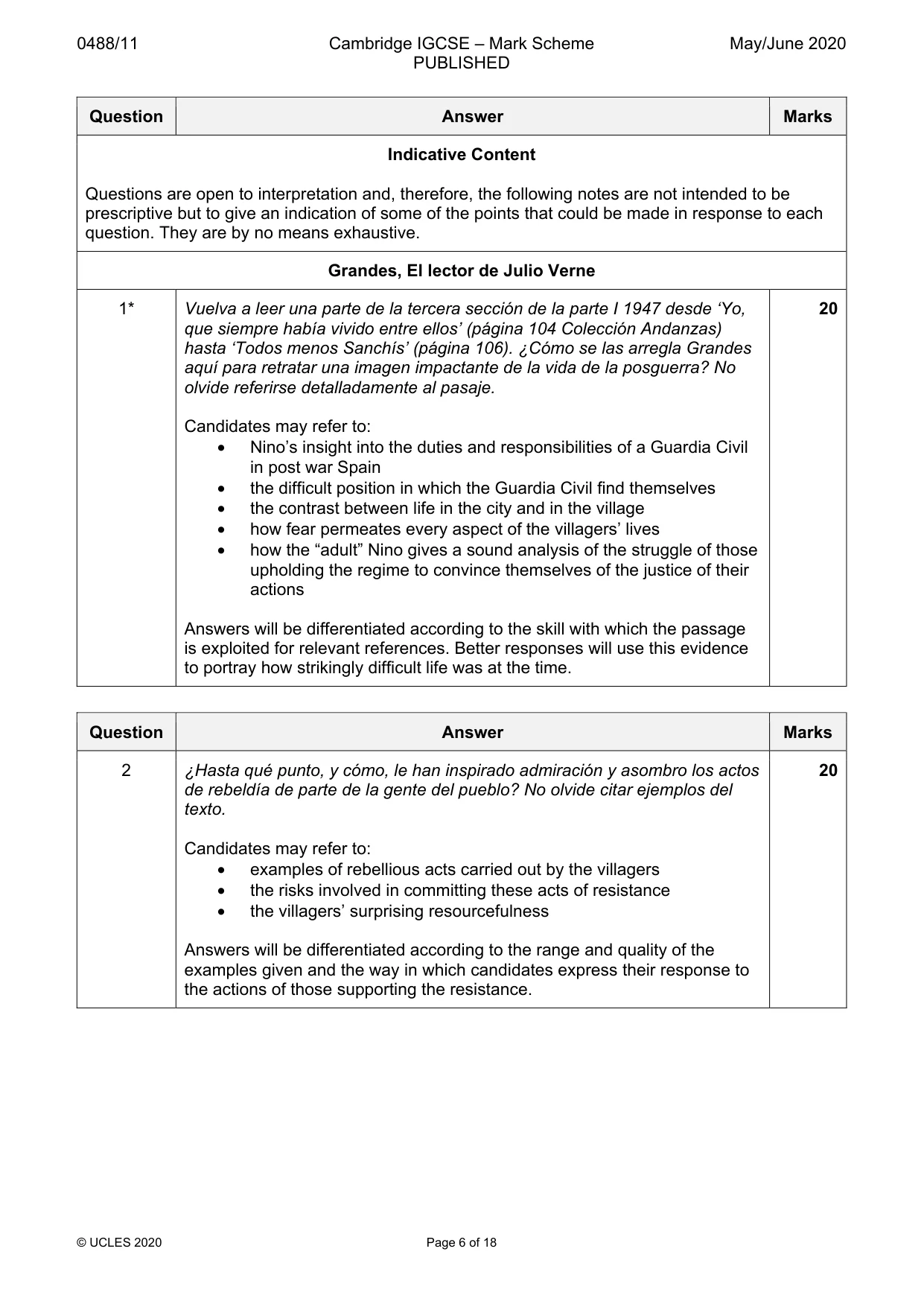 Mark scheme, page 6 of 18