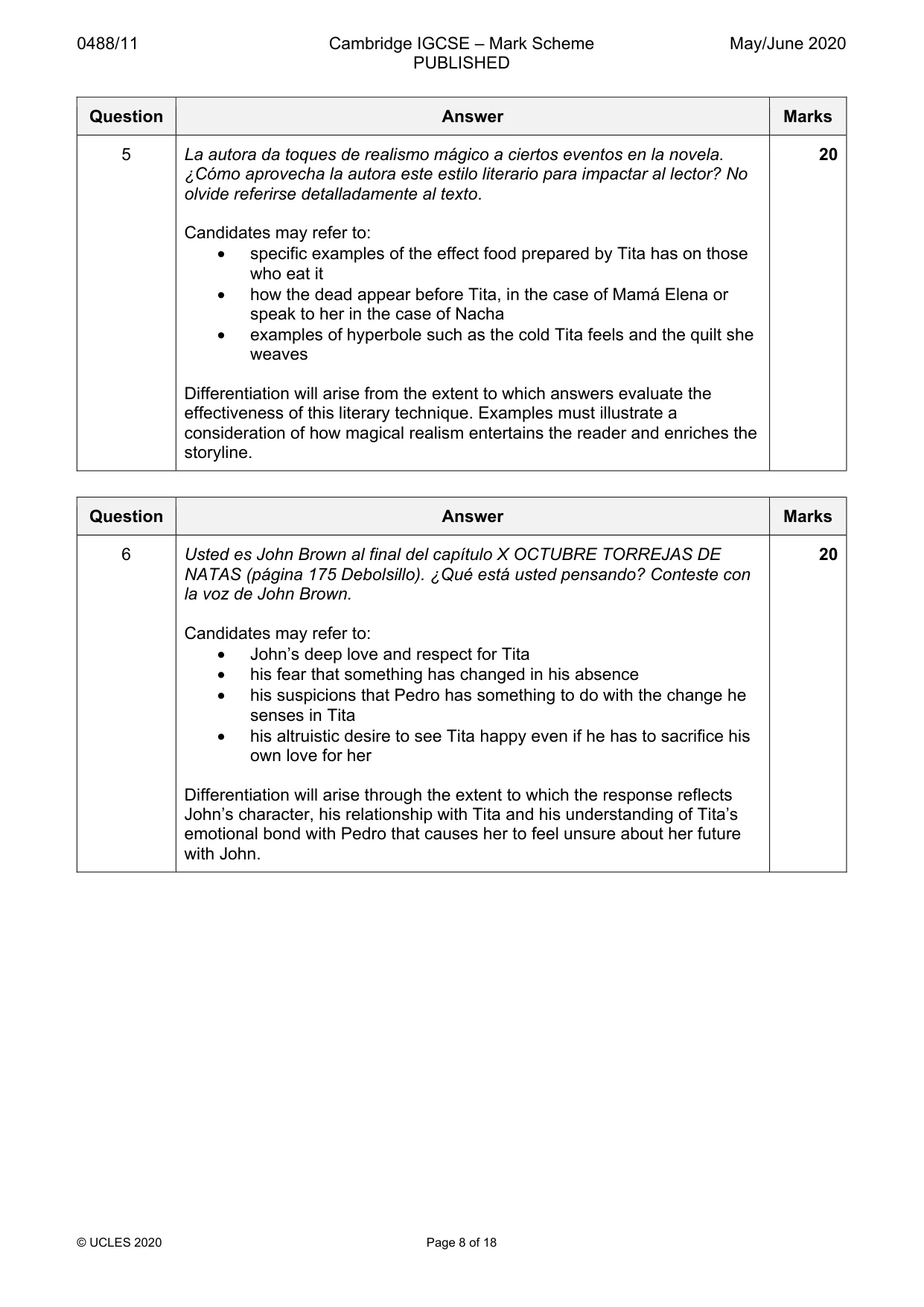 Mark scheme, page 8 of 18