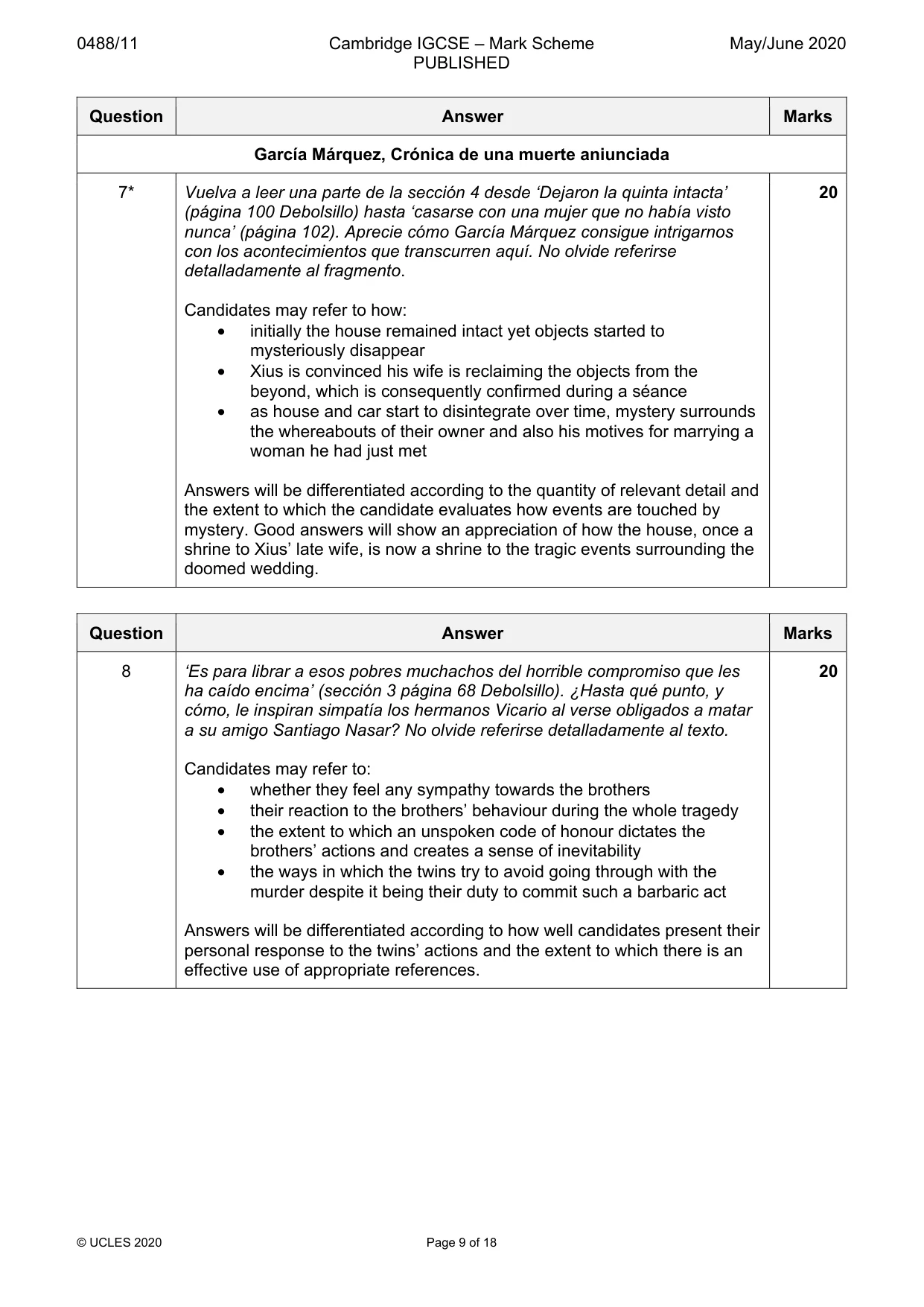 Mark scheme, page 9 of 18
