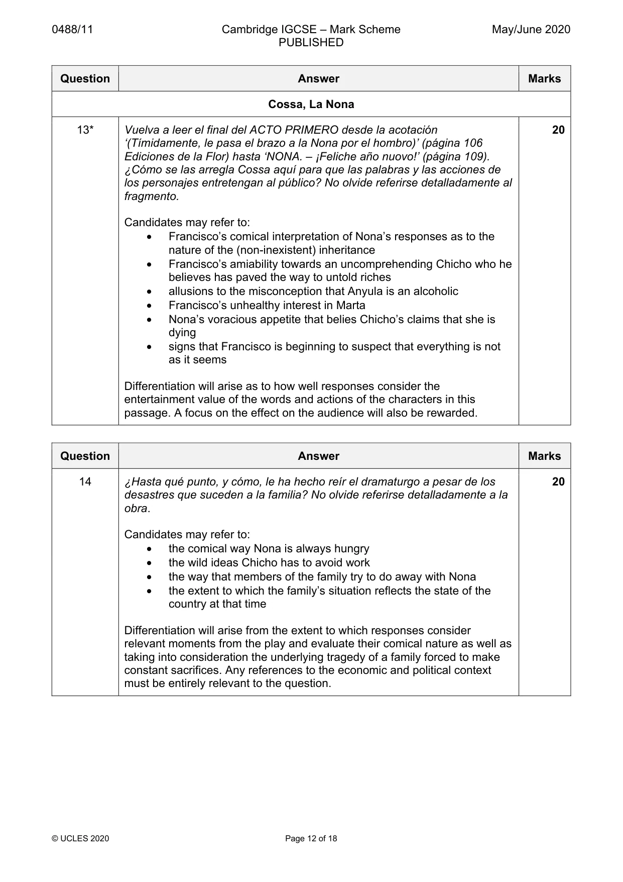 Mark scheme, page 12 of 18
