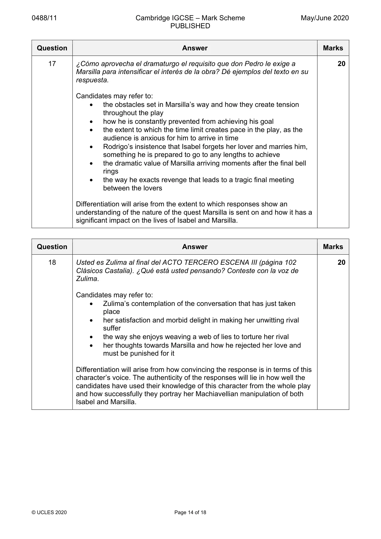 Mark scheme, page 14 of 18