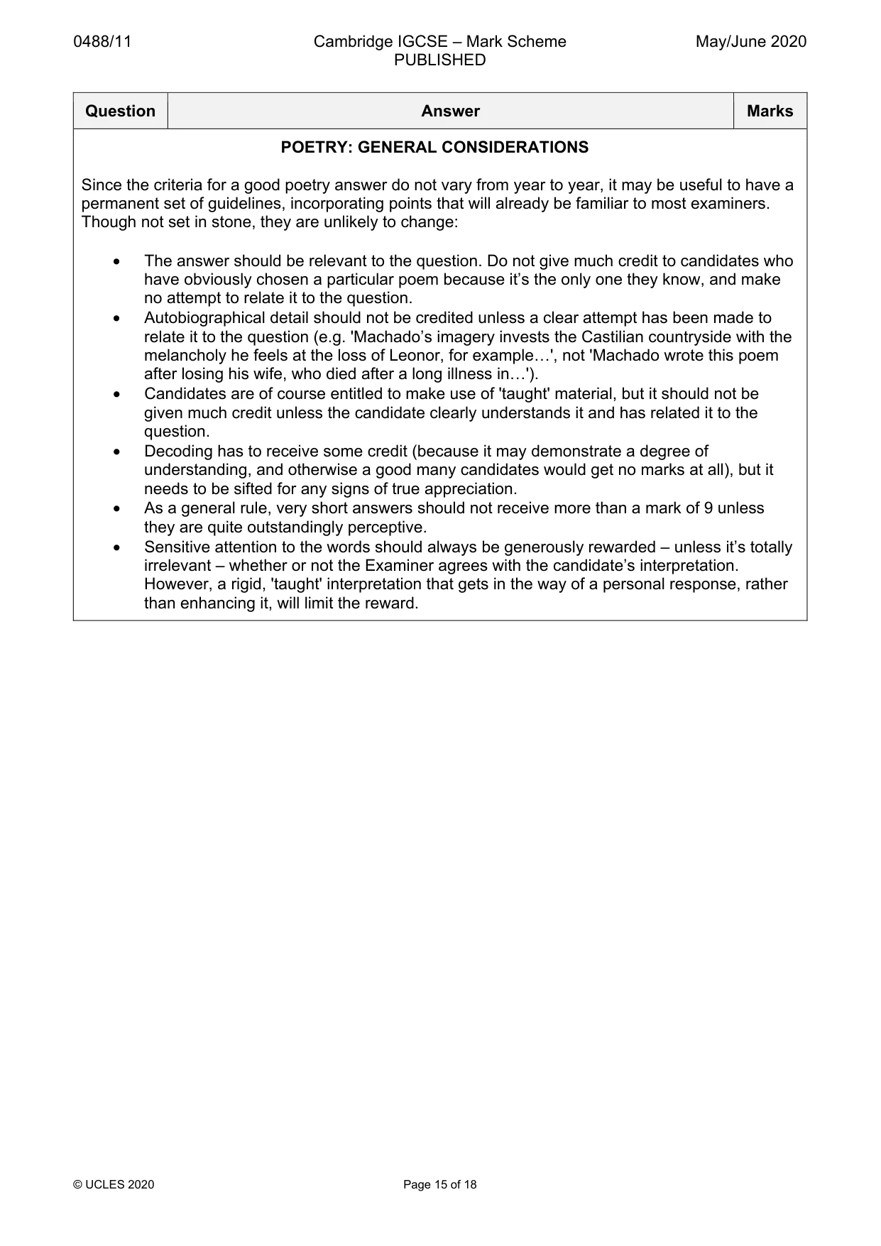 Mark scheme, page 15 of 18