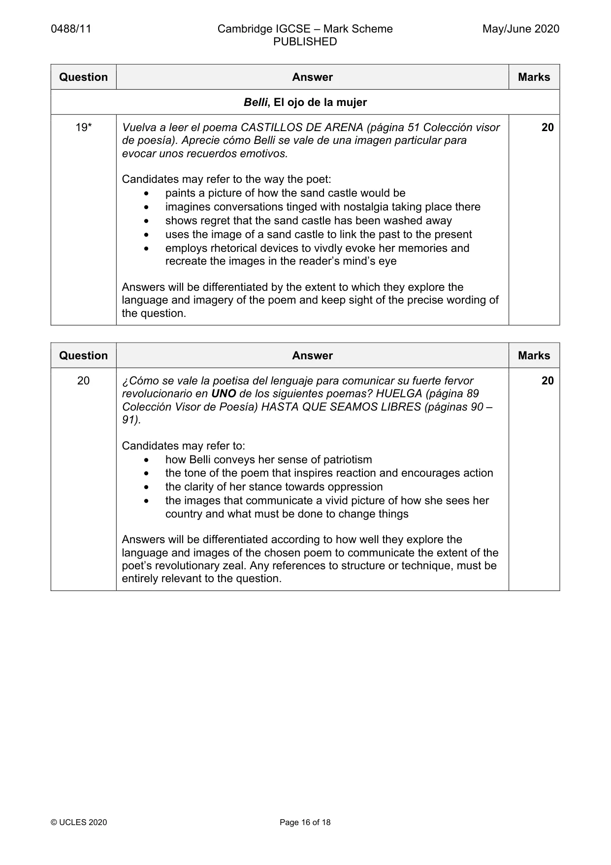 Mark scheme, page 16 of 18