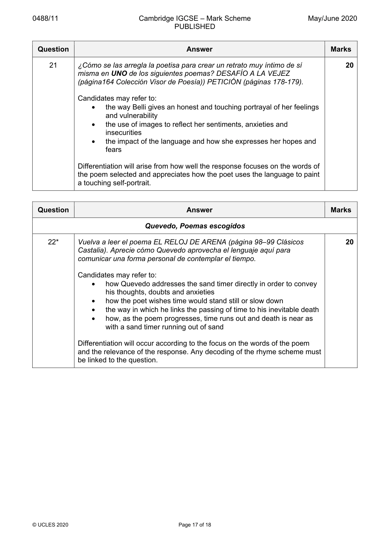 Mark scheme, page 17 of 18