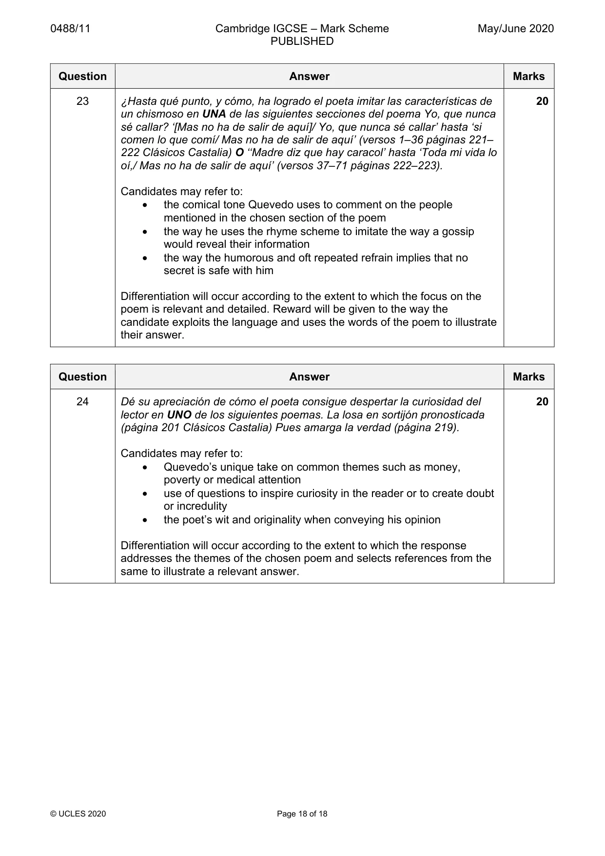 Mark scheme, page 18 of 18