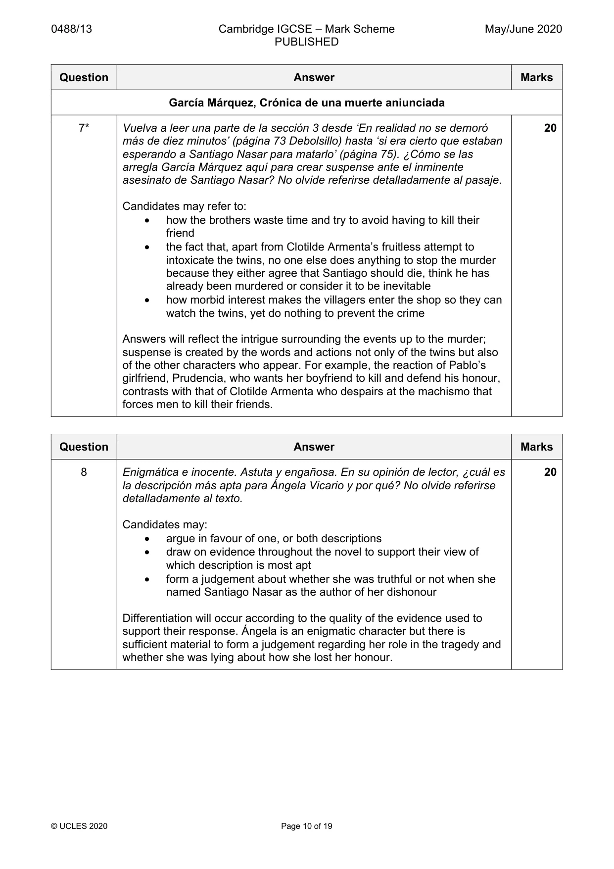 Mark scheme, page 10 of 19