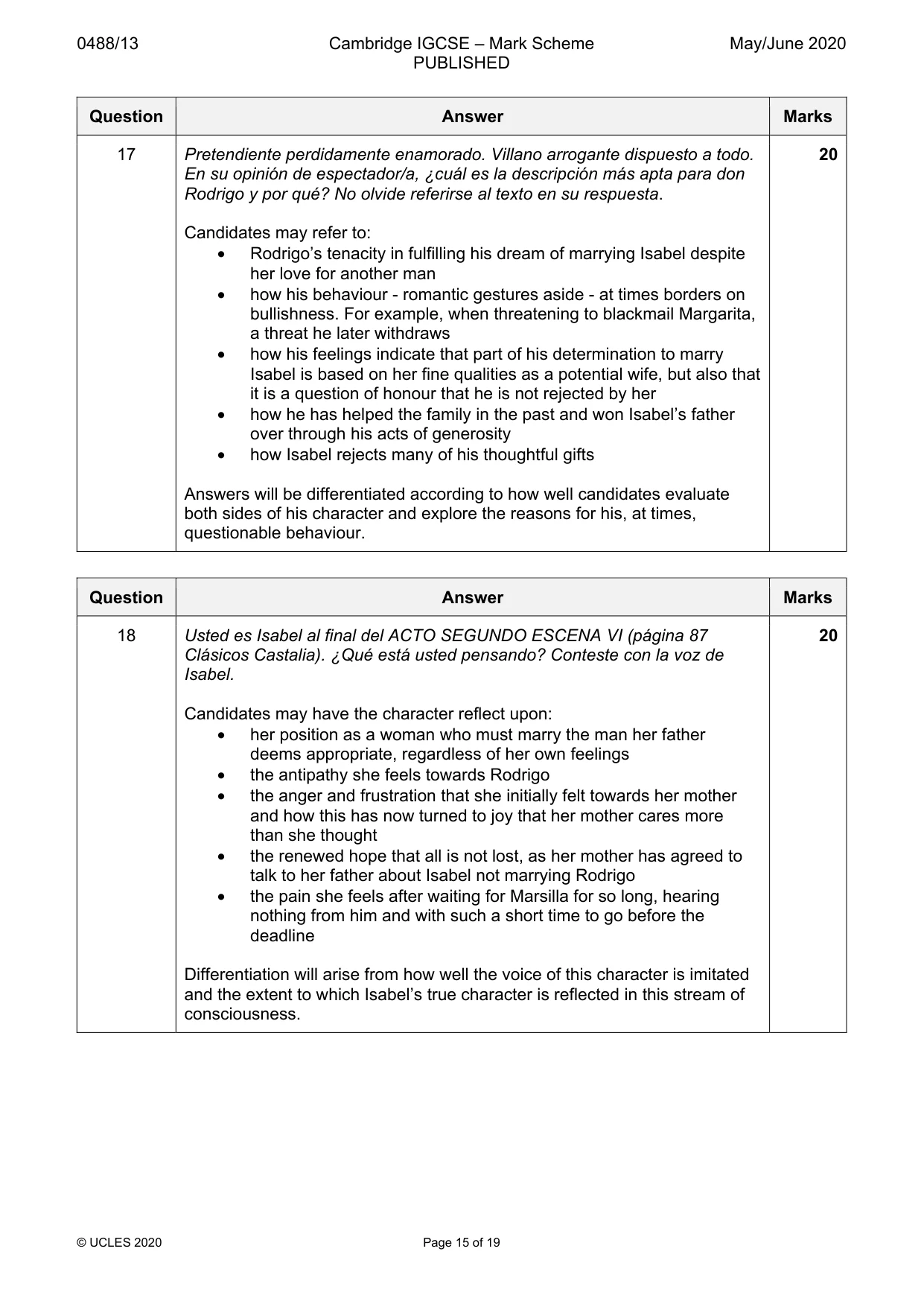 Mark scheme, page 15 of 19