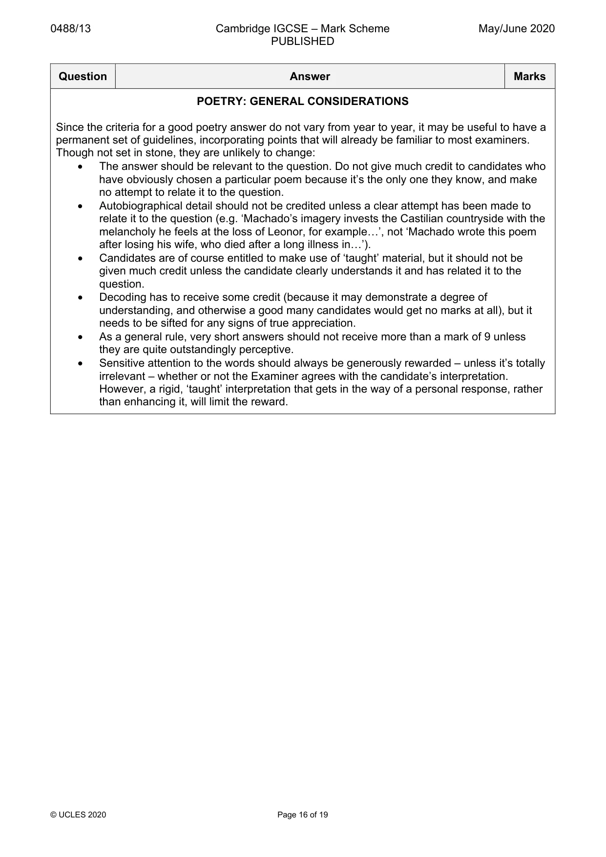 Mark scheme, page 16 of 19
