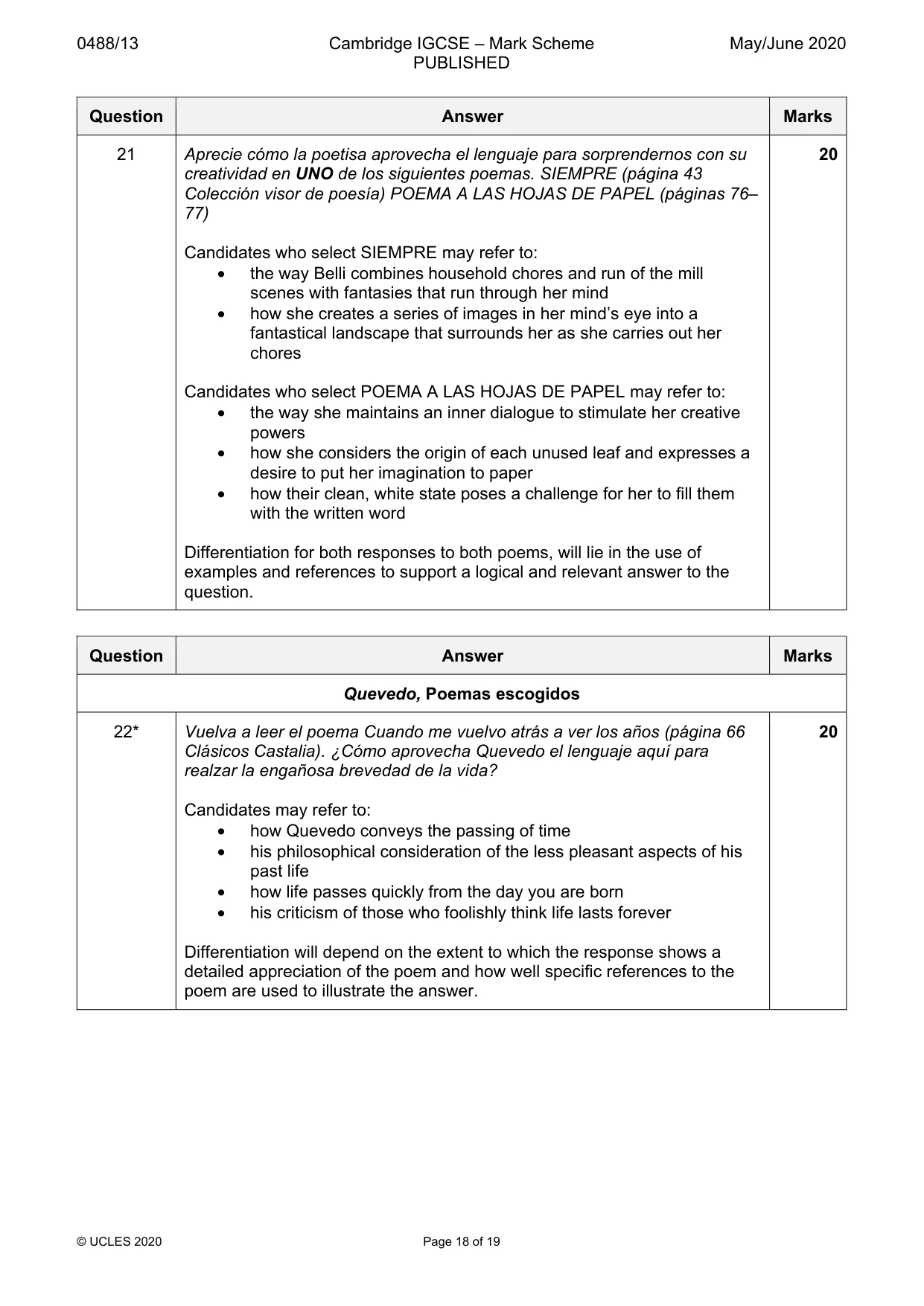 Mark scheme, page 18 of 19