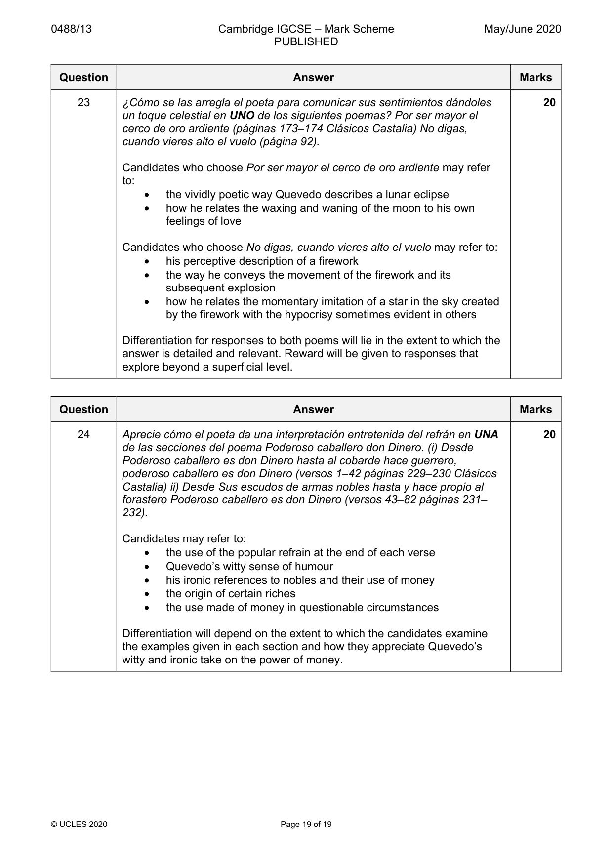 Mark scheme, page 19 of 19