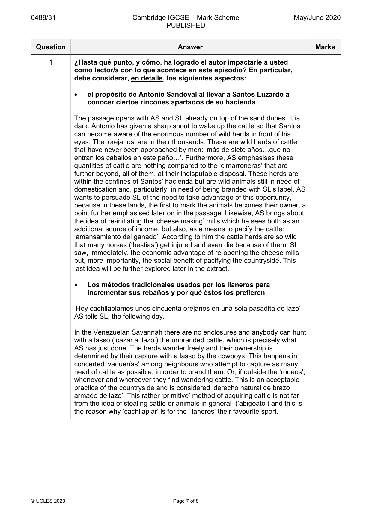 Mark scheme, page 7 of 8
