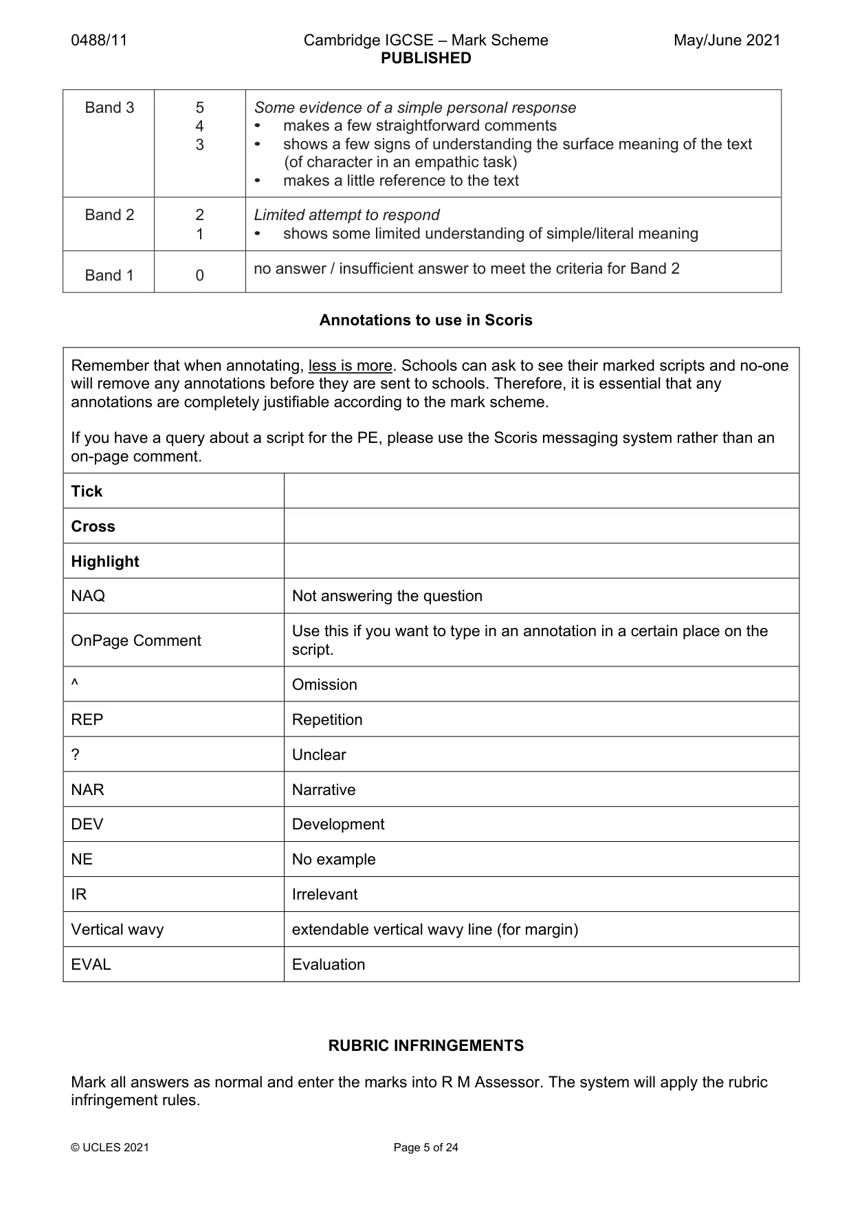 Mark scheme, page 5 of 24
